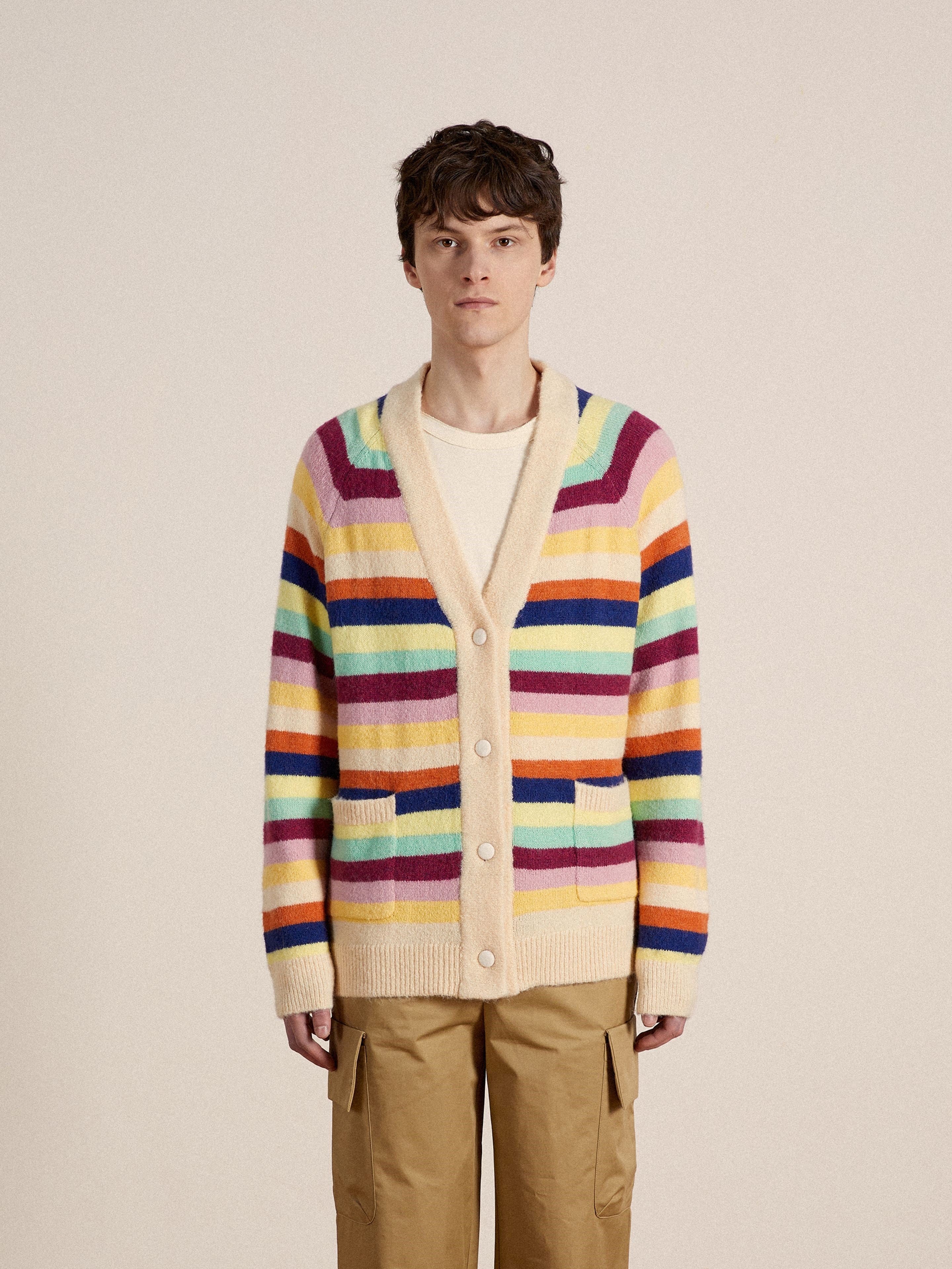 Razi Multi Stripe Cardigan | Modern Menswear by yycbvcnbmmnbm