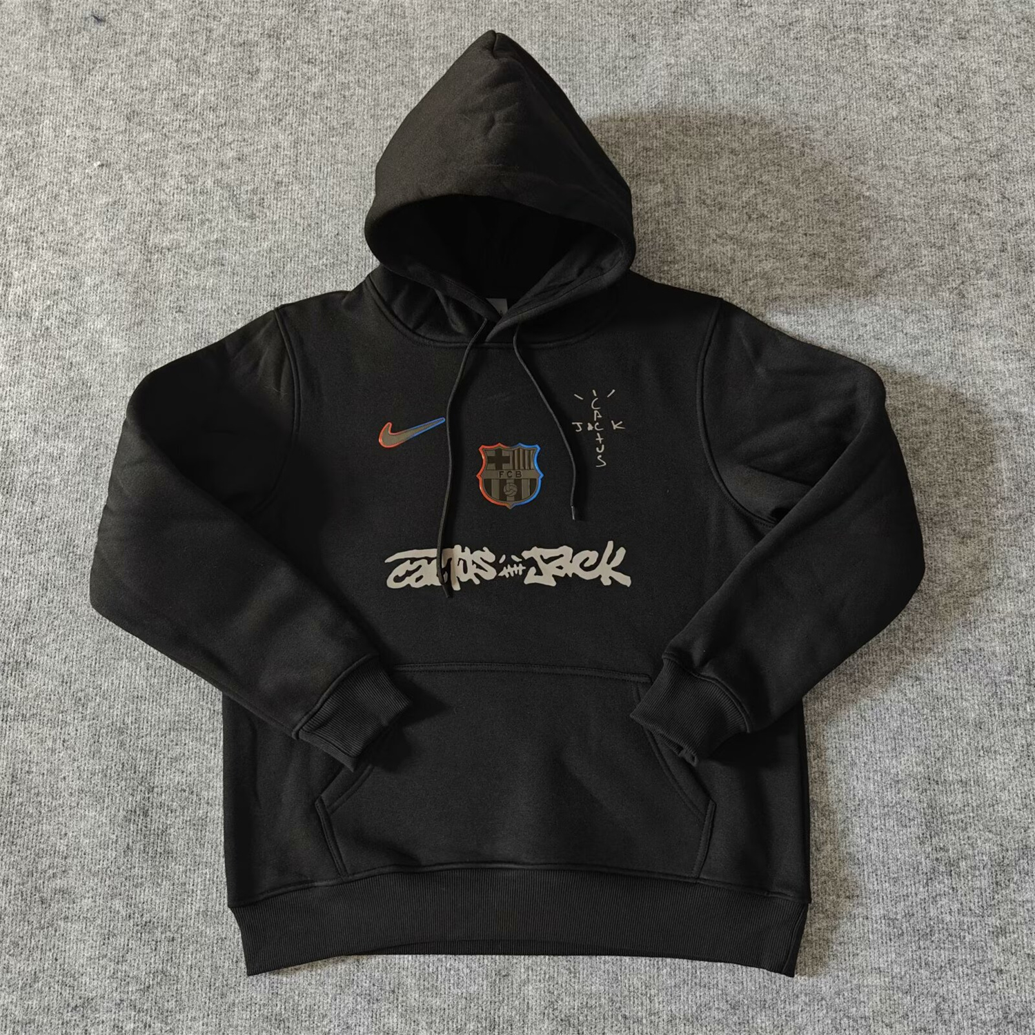 AlphaJersey-Barcelona x Travis Scott Team Logo Centered Unisex Pullover Hoodie