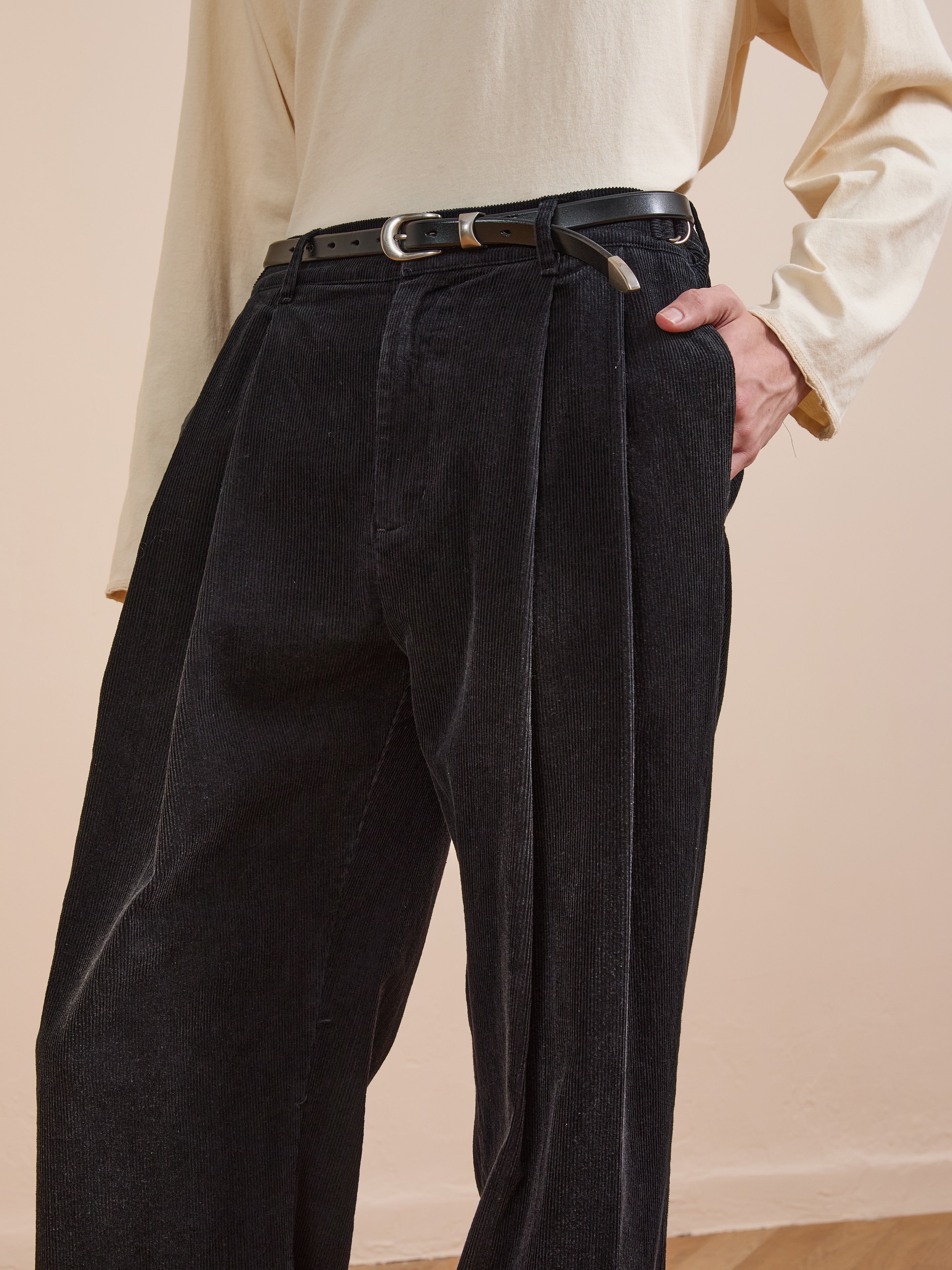 Faded Pleated Corduroy Pants | Modern Menswear by yycbvcnbmmnbm