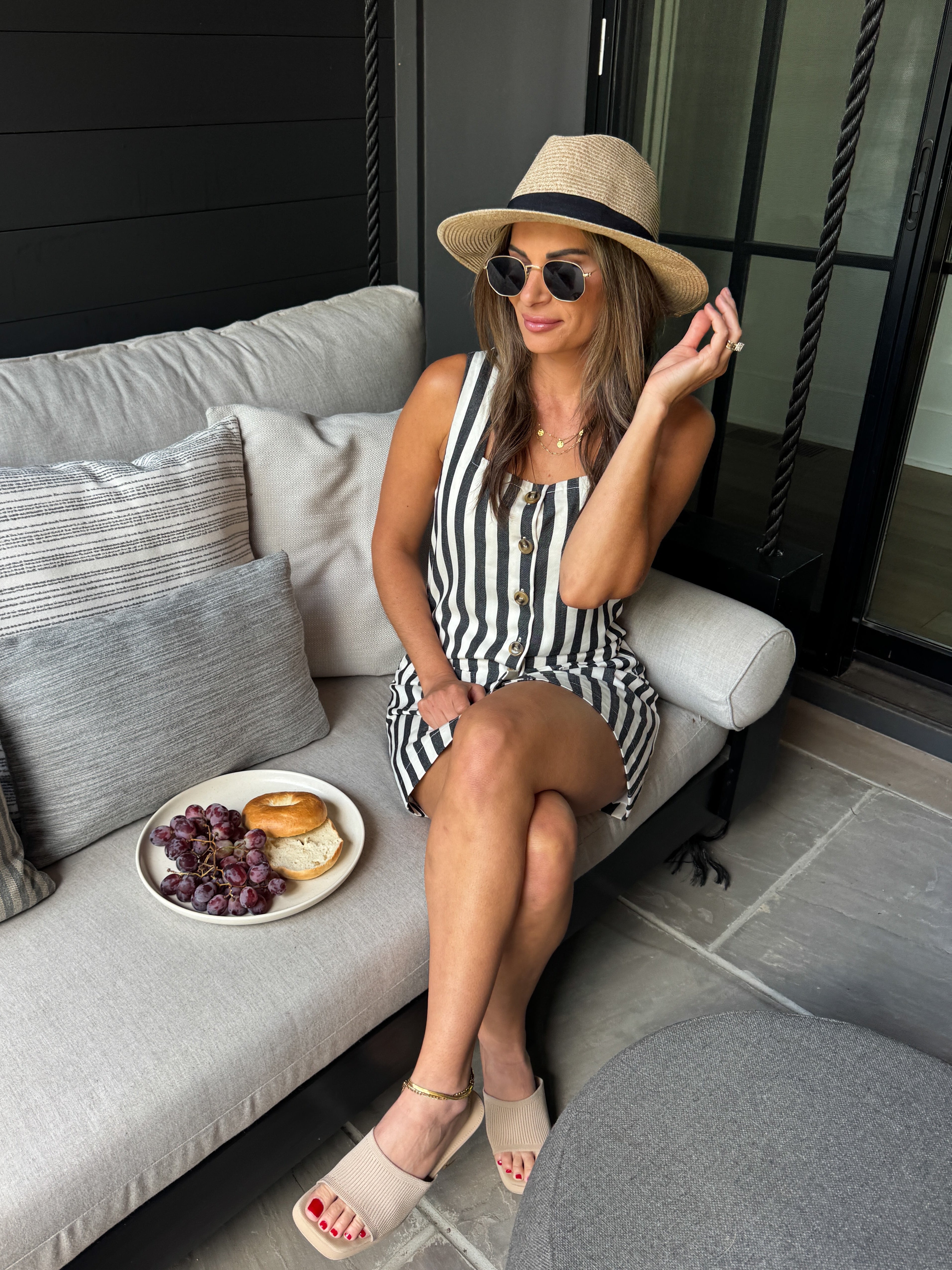 Striped Button-Front Shift Dress | Elegant Women's Fashion by coolavocek