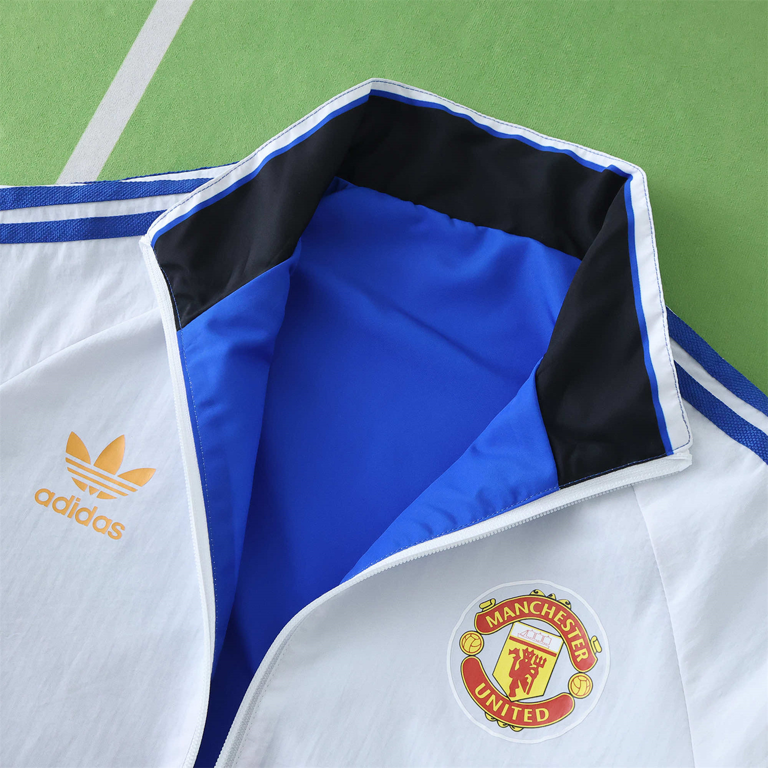 AlphaJersey-Retro Manchester United 1996 Double Sided Reversible Windbreaker - Blue & Green
