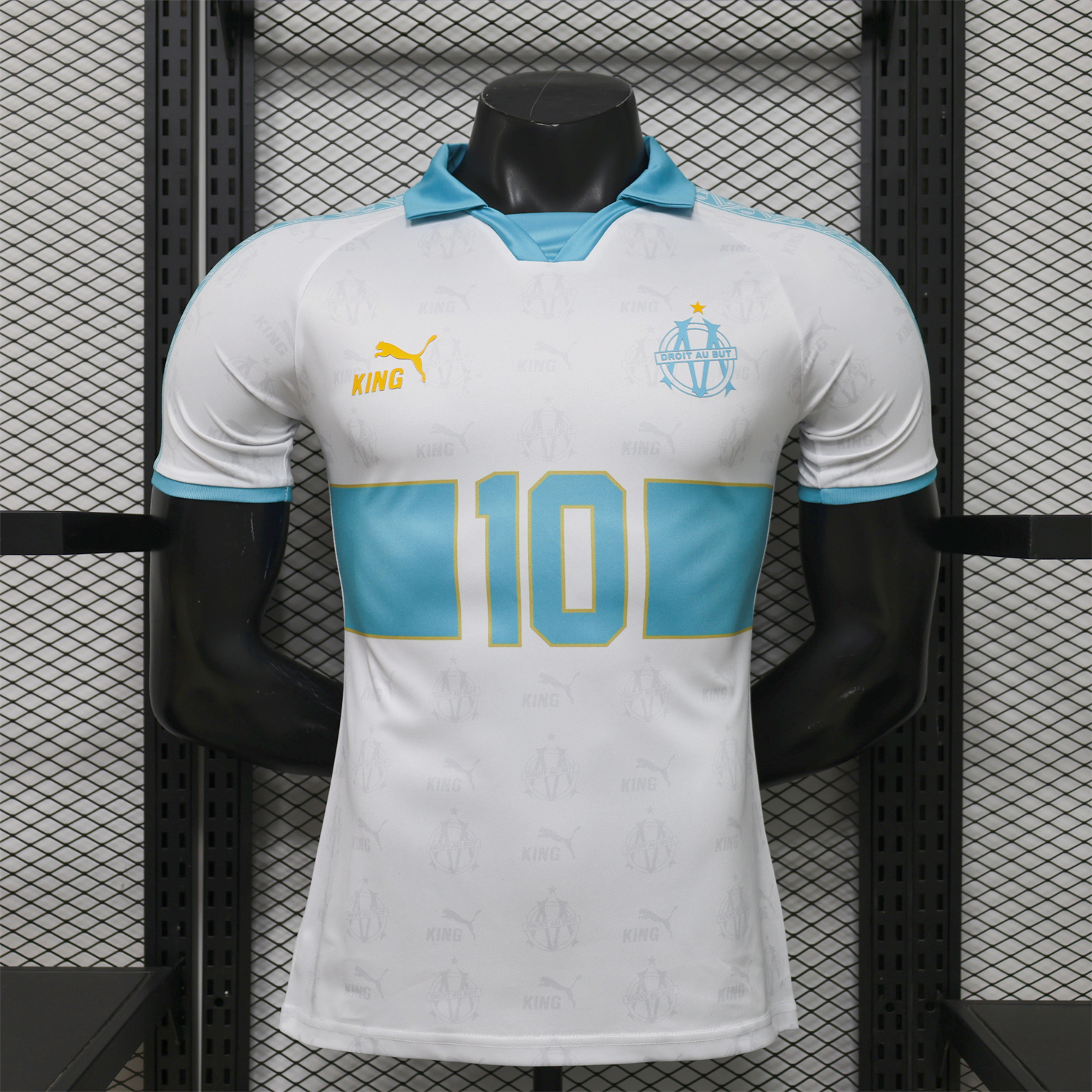 AlphaJersey-Marseille 25-26 Retro Style White Jersey -Player Version