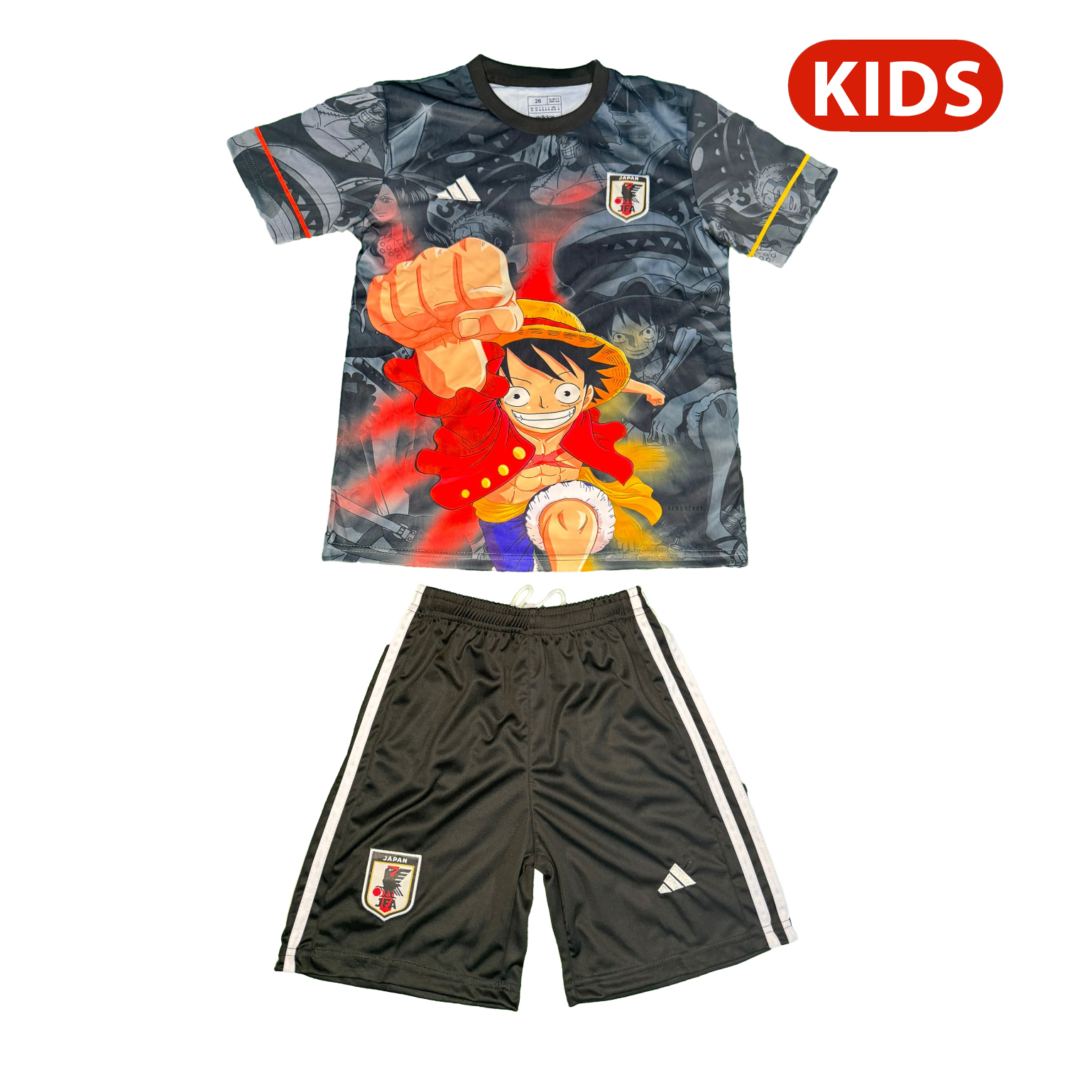 AlphaJersey-Japan 25-26 Red Luffy Fist Black Special Kids Kit