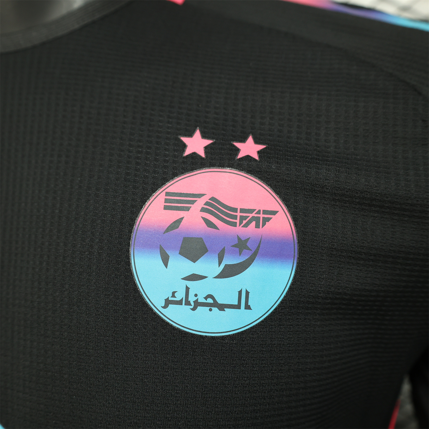 AlphaJersey-Algeria 25-26 Pure Black with Fluorescent Green Powder Advertising Jersey - Player Version