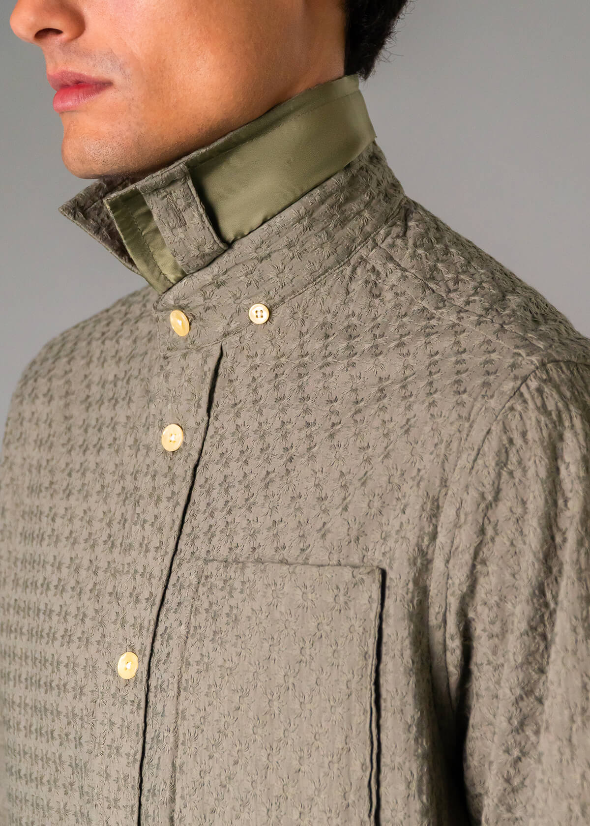 Italy Embroidery Star Olive | Modern Menswear by yycbvcnbmmnbm
