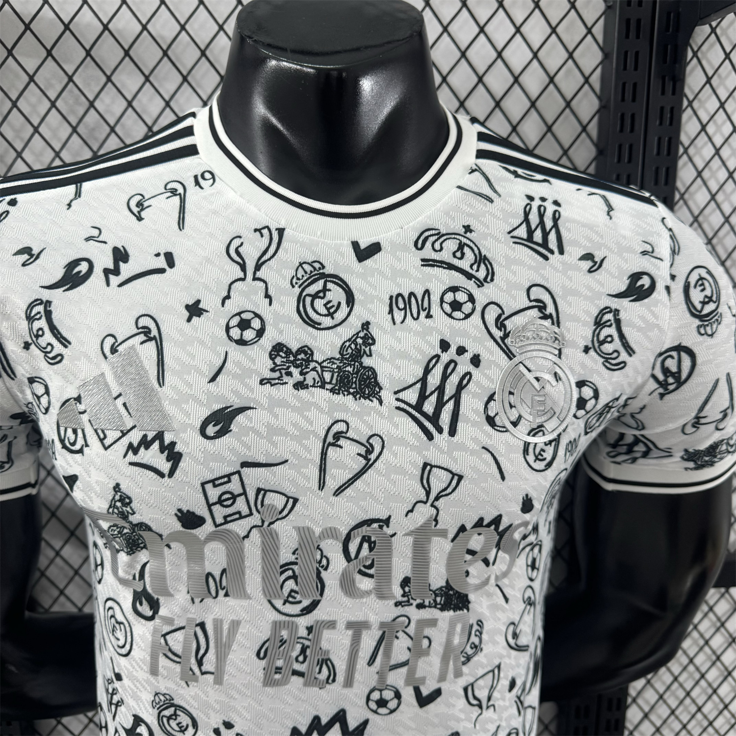 AlphaJersey-Real Madrid 25-26 White Special Jersey with Black Emoji Icons - Player Version