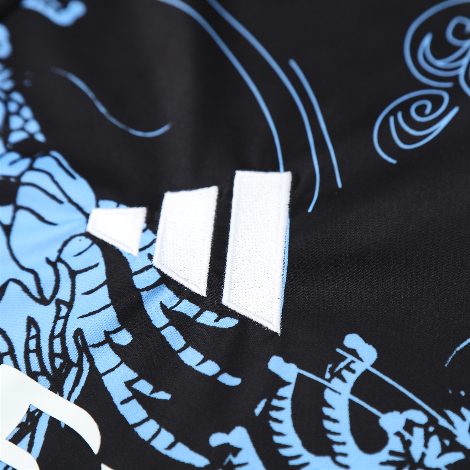 AlphaJersey-Real Madrid 25-26 Short-Sleeve Training Set - Blue Black Dragon Top & Black-White Shorts