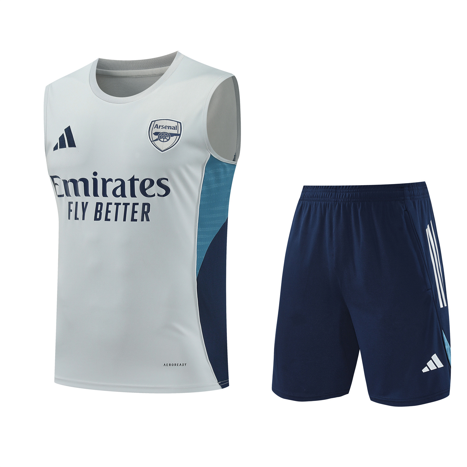 AlphaJersey-Arsenal 25-26 Vest Training Set - Grey Top & Deep Blue Shorts