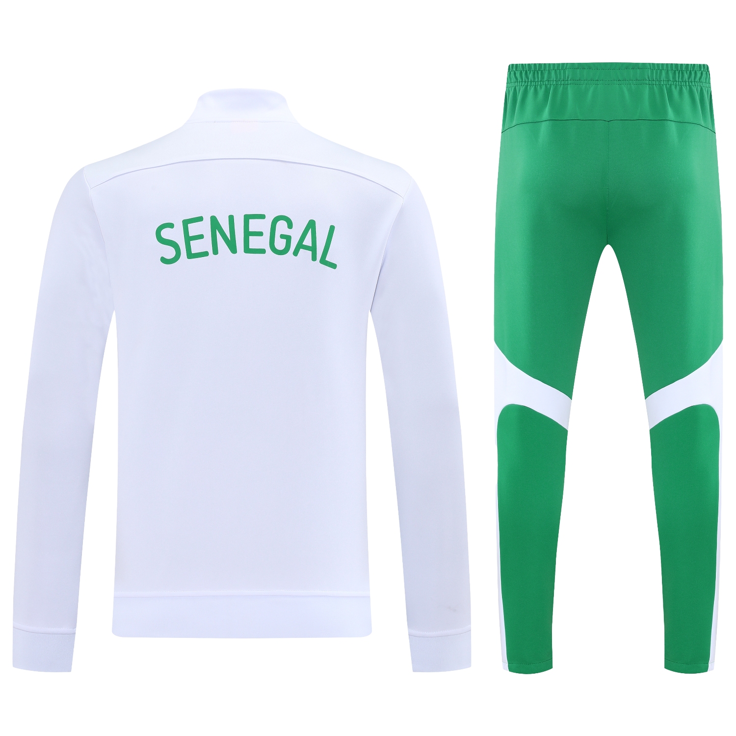 AlphaJersey-Senegal 25-26 Jacket Training Tracksuit - White Jackets & Green Pants