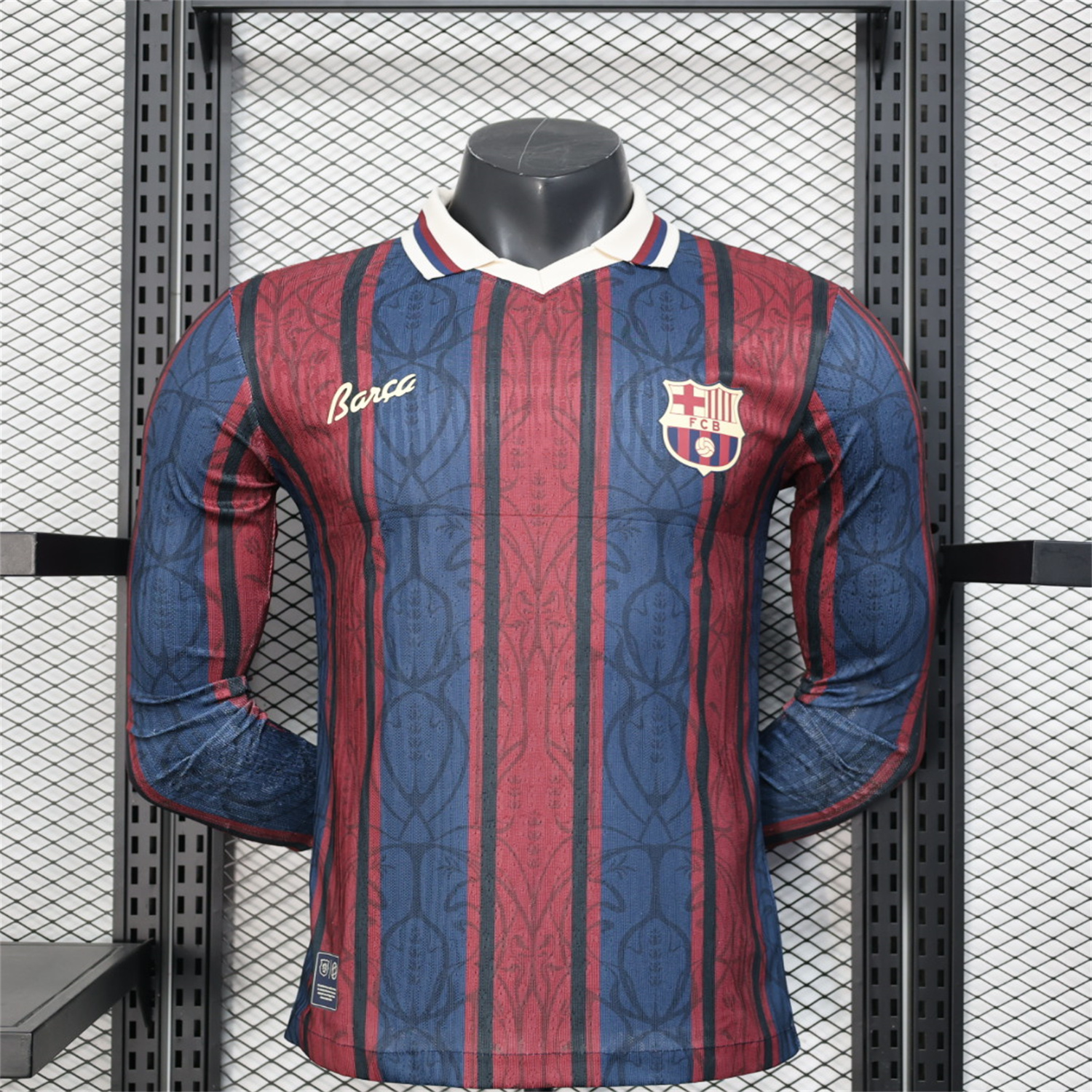 AlphaJersey-Barcelona 25-26 125th Anniversary Throwback Long Sleeves Jersey - Player Version