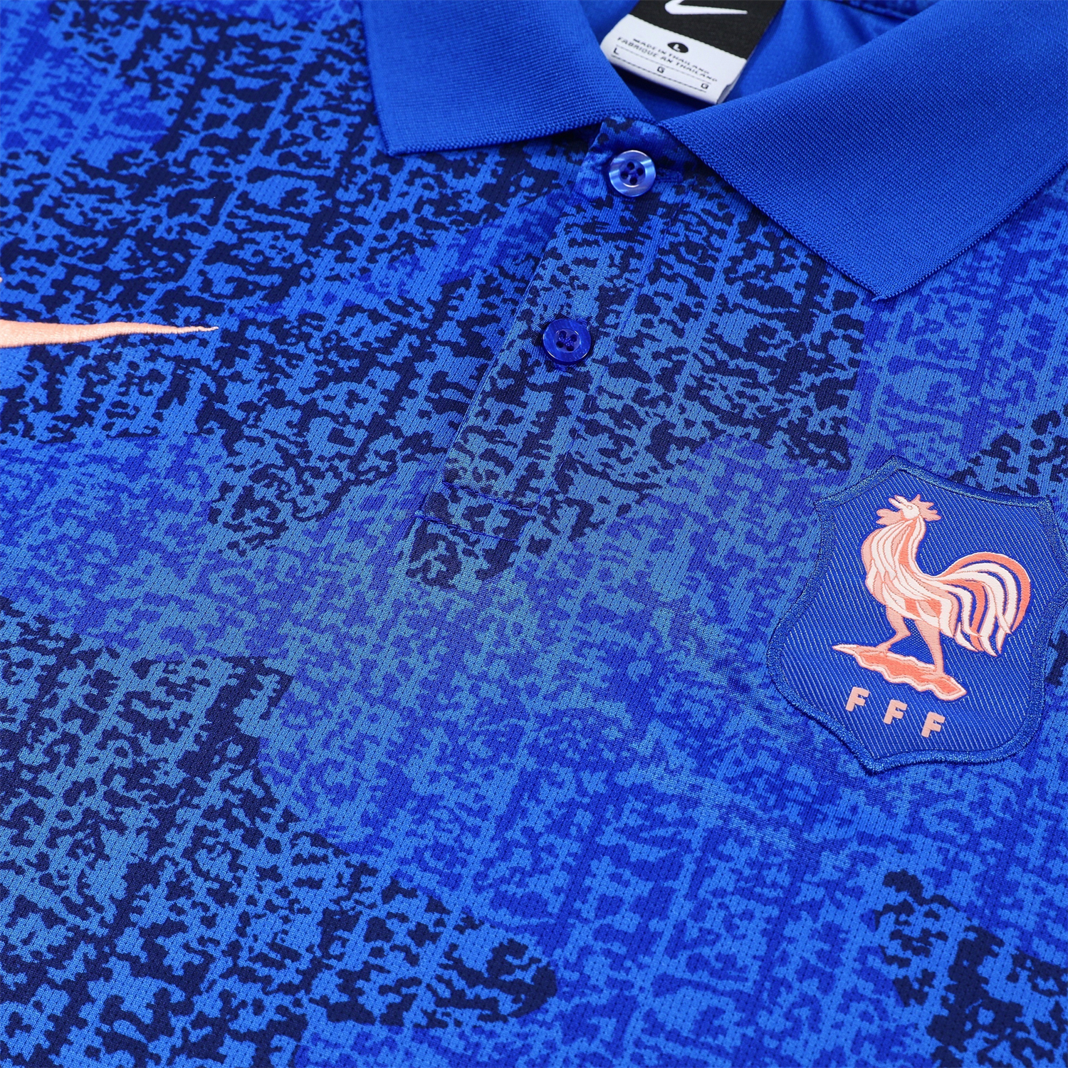 AlphaJersey-France 25-26 POLO Short-Sleeve Training Set - Ocean Blue Top and Dark Blue Pants