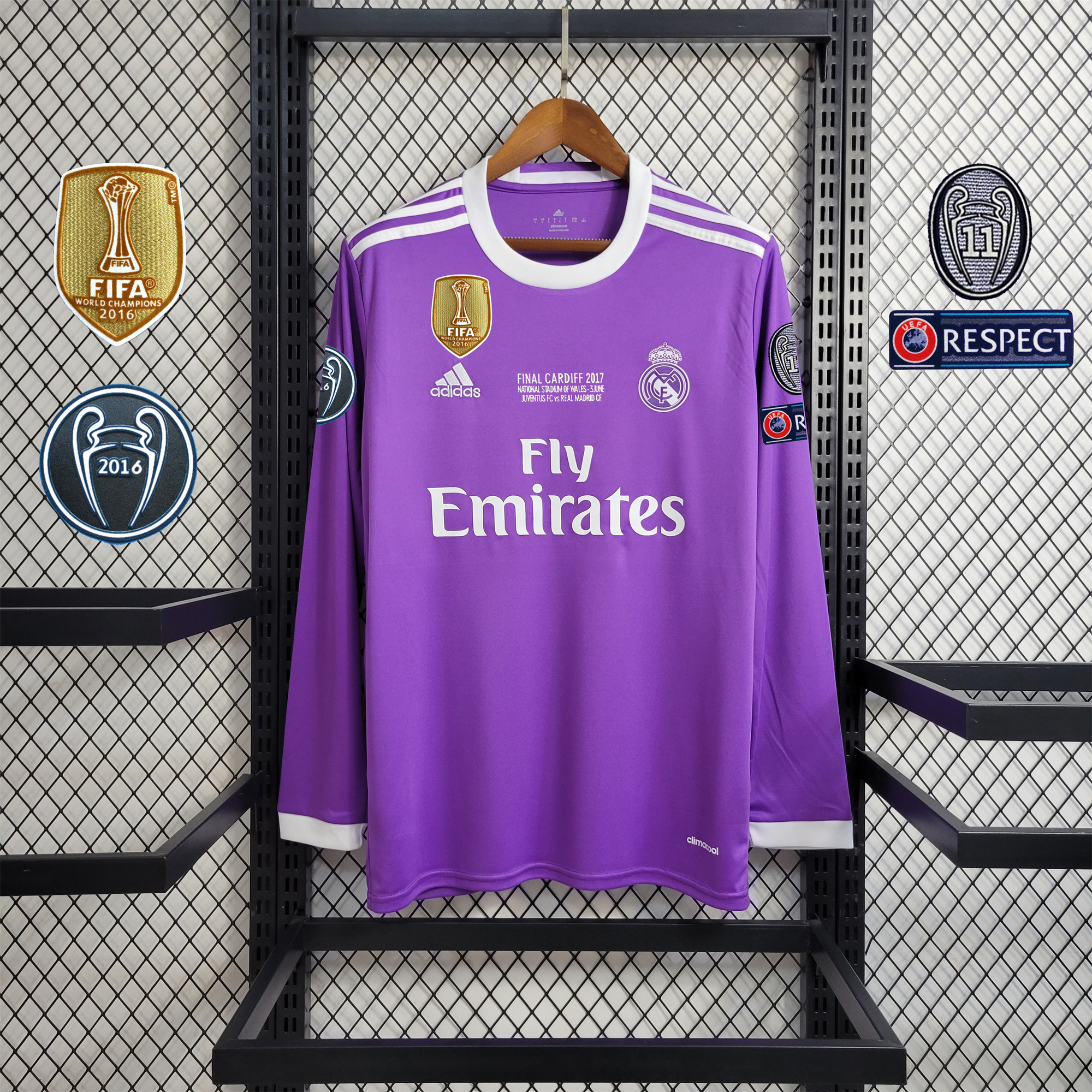 AlphaJersey-Retro Real Madrid 16-17 Away Long Sleeve Jersey - Champions League Final Version
