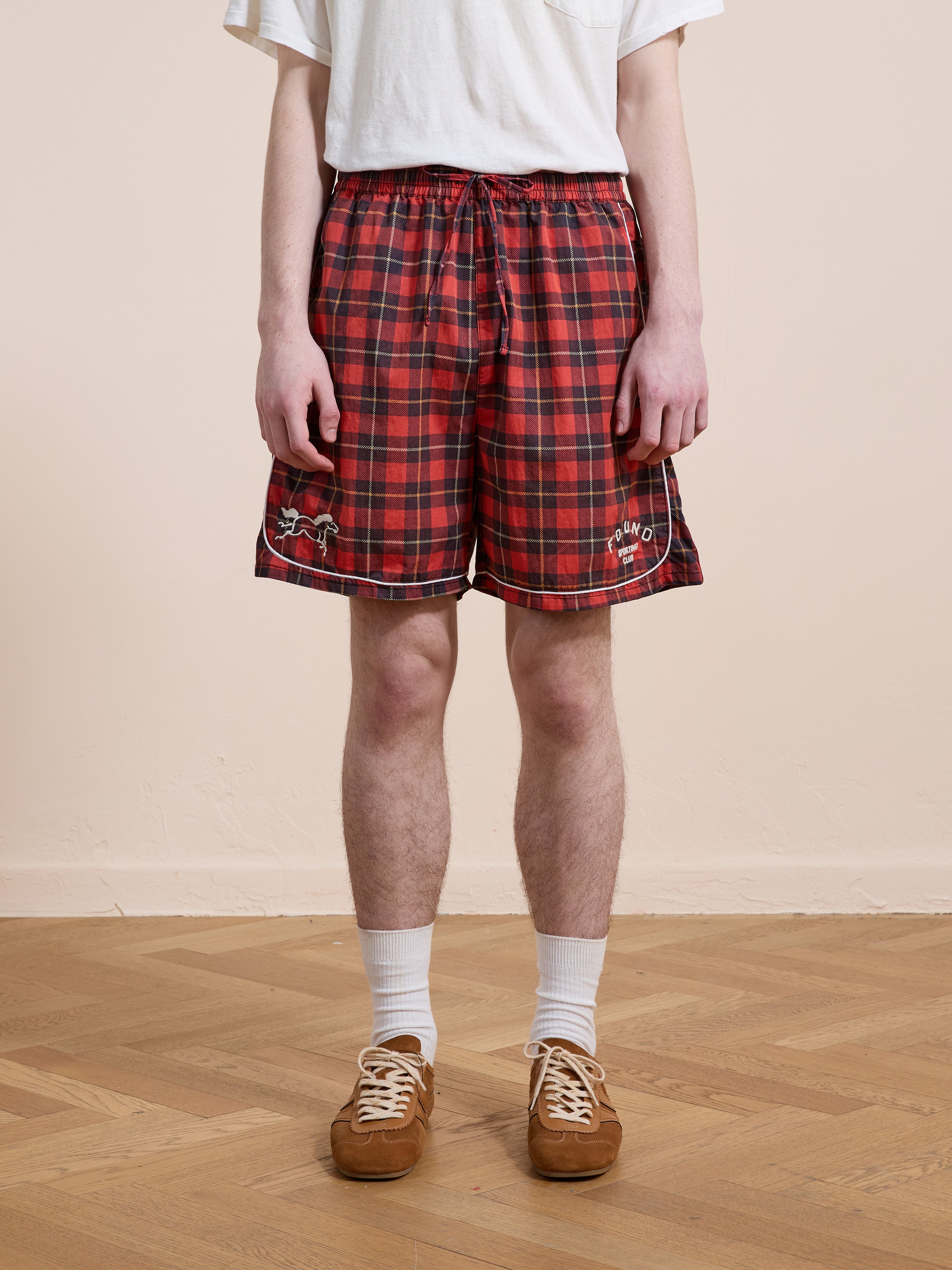 Red Plaid Track Shorts | Modern Menswear by yycbvcnbmmnbm