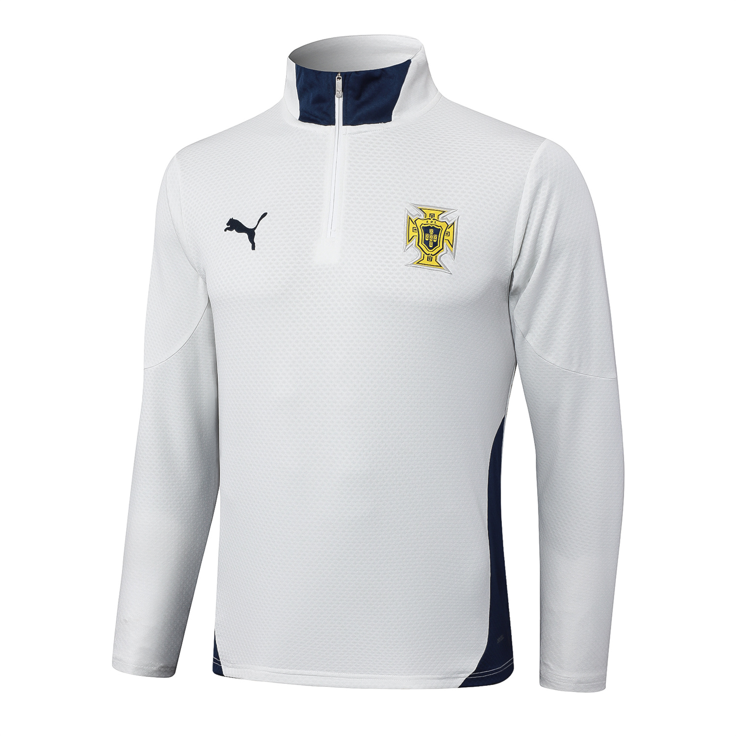 AlphaJersey-Portugal 25-26 Long Sleeve Training Set - Off White Top and Deep Blue Pants