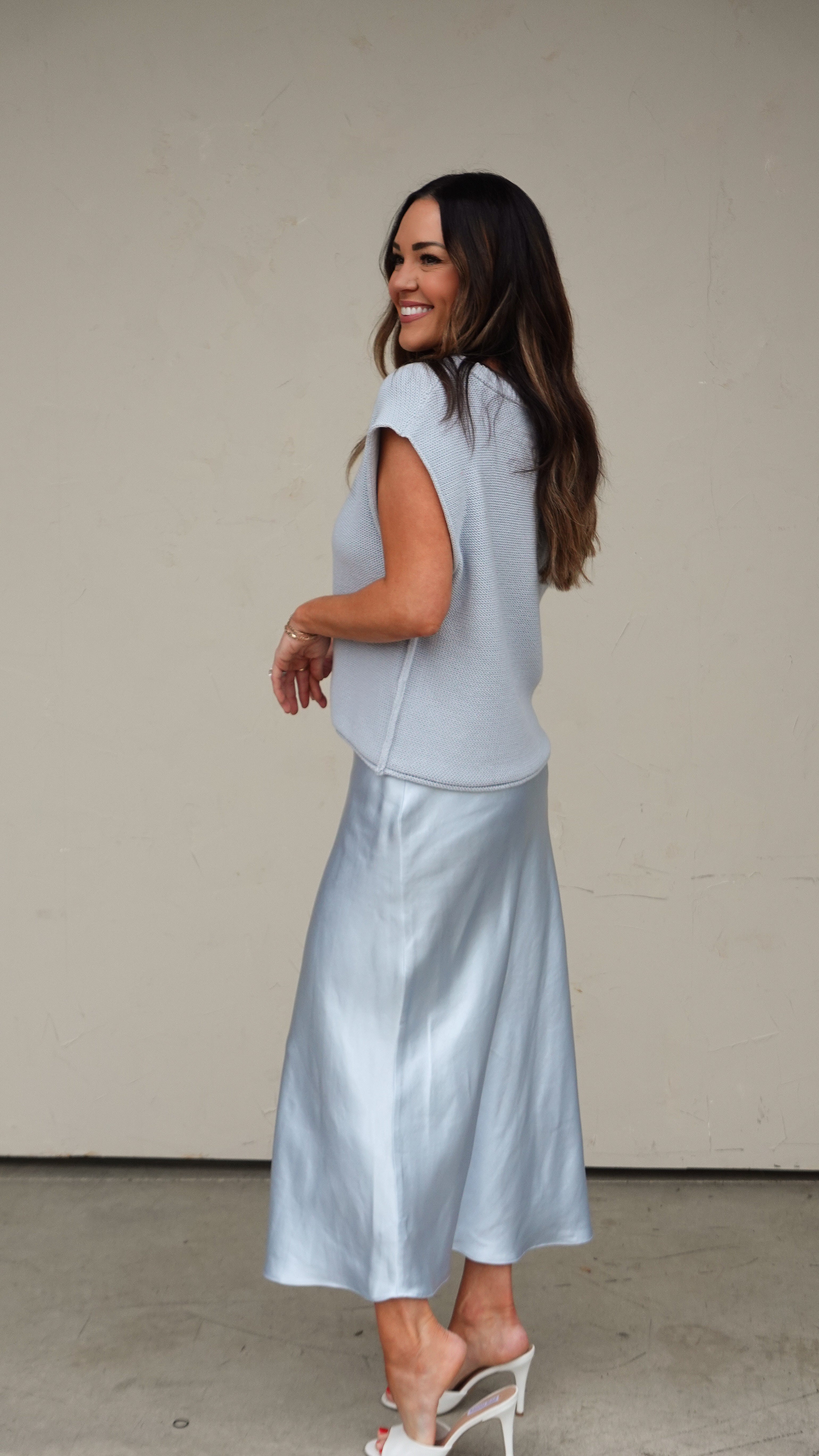 Cloud Blue Sleeveless Knit Top | Elegant Women's Fashion by coolavocek