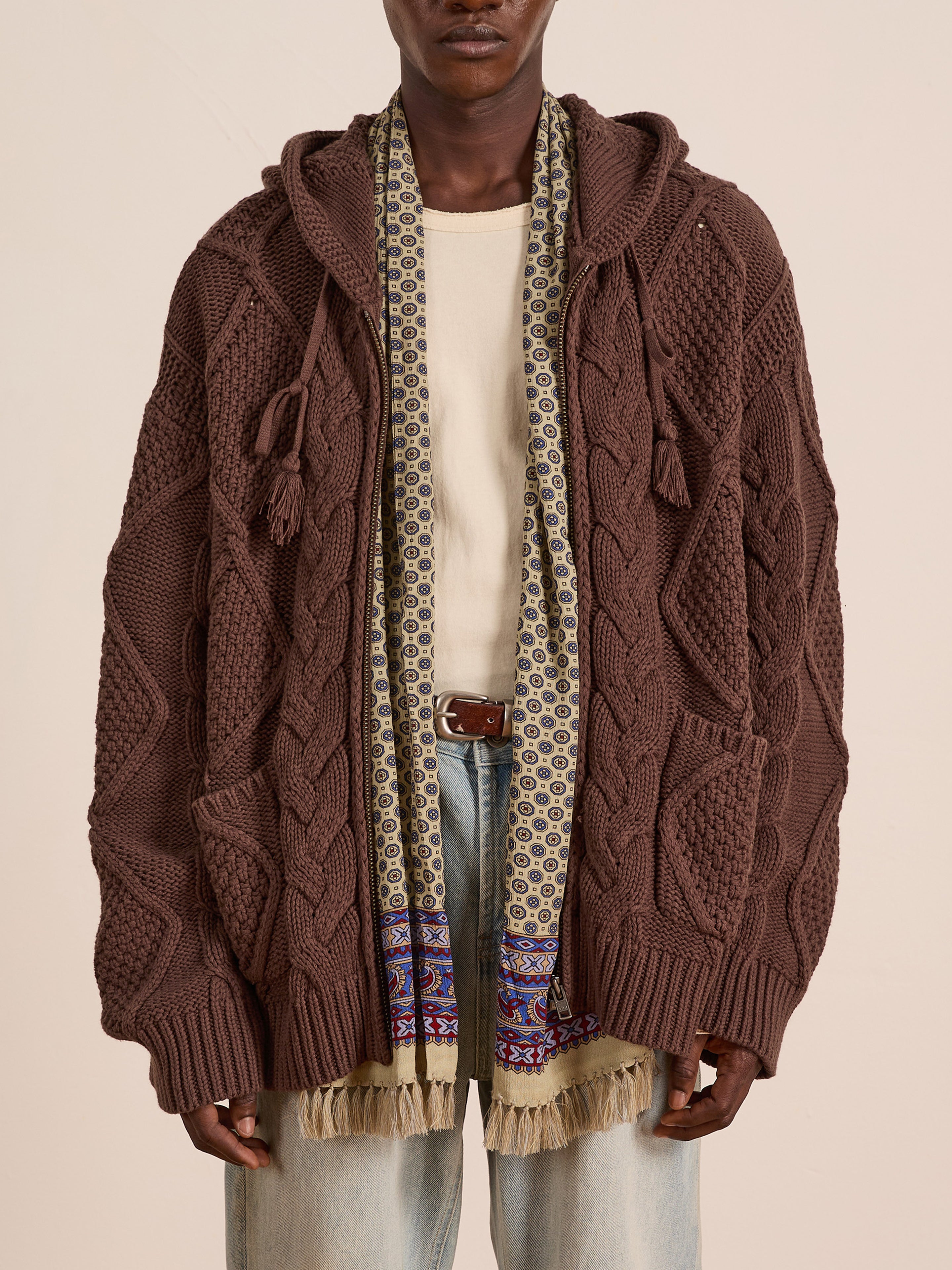 Zip Up Cable Knit Hoodie | Modern Menswear by yycbvcnbmmnbm