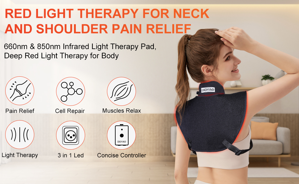  Red Light Therapy for Neck and Shoulder Pain Relief 850nm Near Infrared Therapy Set Wrap Devices