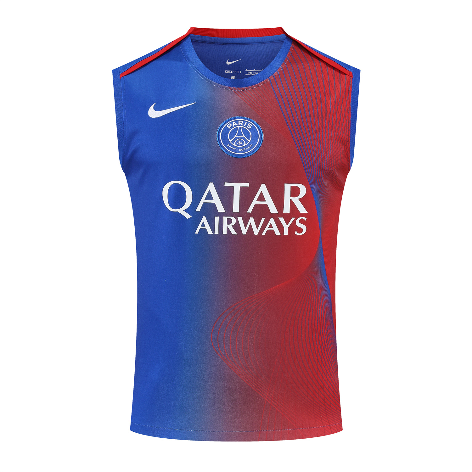 AlphaJersey-Paris Saint-Germain PSG 25-26 Vest Training Set - Red And Blue Lines Vest & Blue Shorts