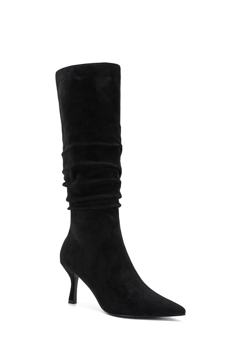 Black Pointed Toe Suede Boot | Elegant Women's Fashion by coolavocek