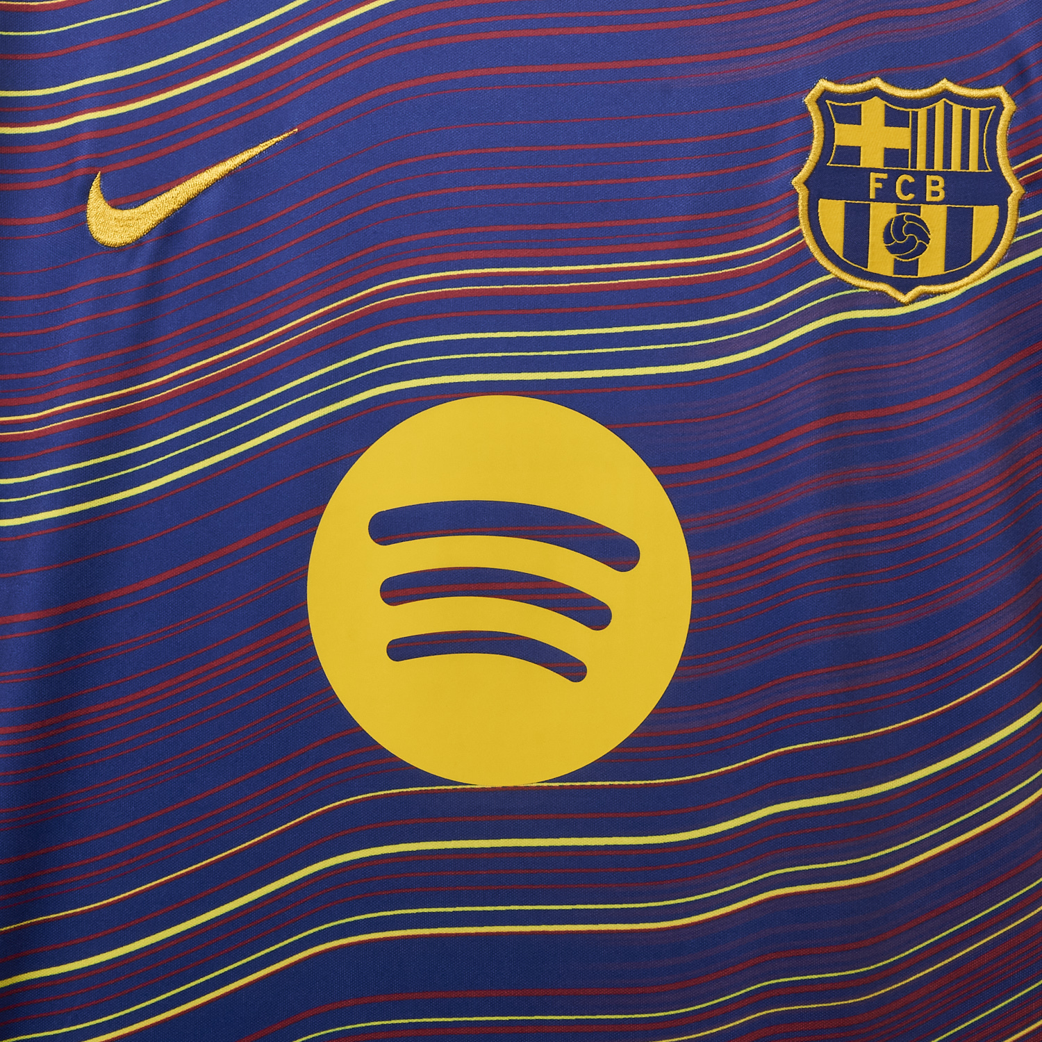 AlphaJersey-Barcelona 25-26 Deep Blue Pre-Match Training Jersey with Colorful Lines - Fans Version
