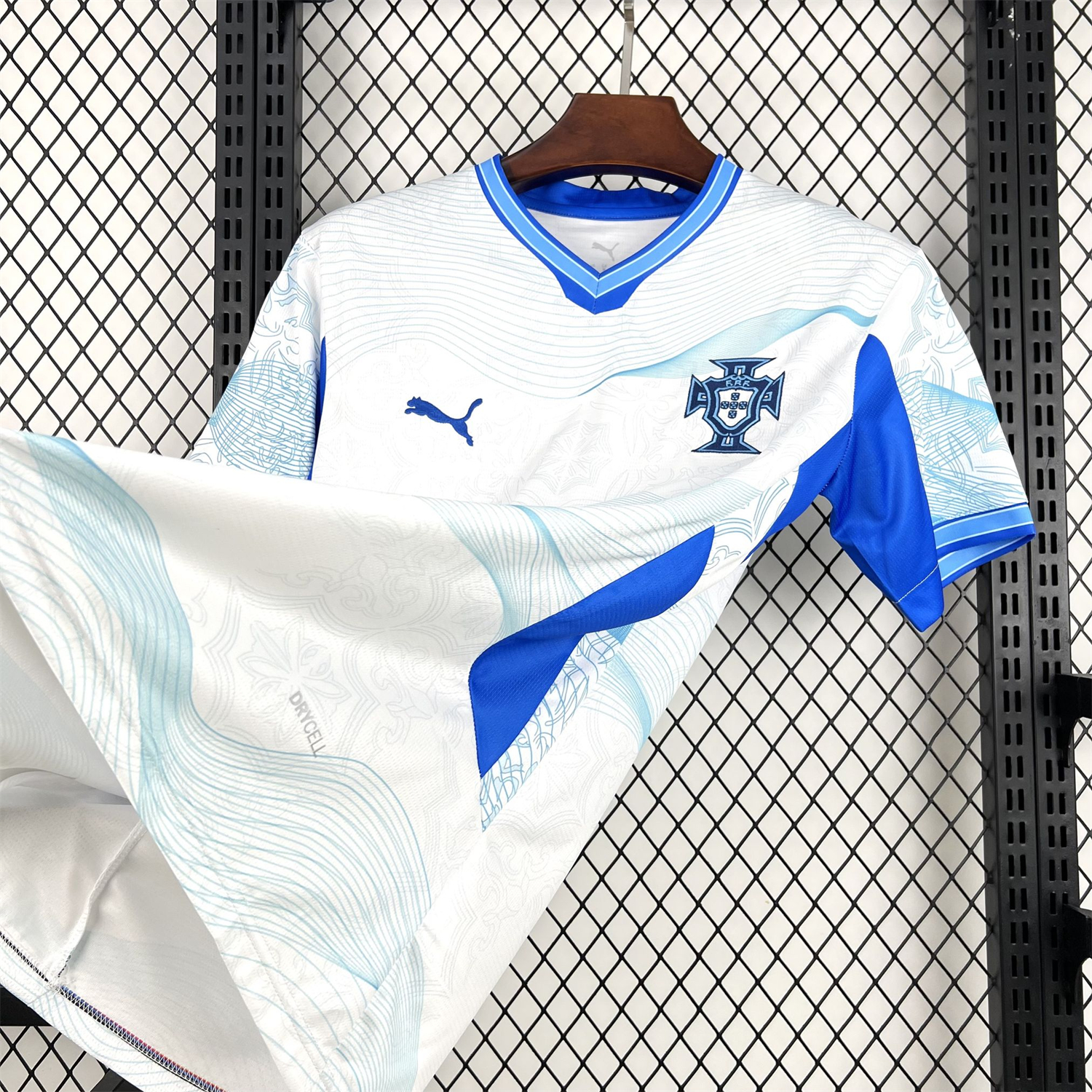 AlphaJersey-Portugal 2026 Bright White With Sky Blue Waves Special Jersey - Fans Version