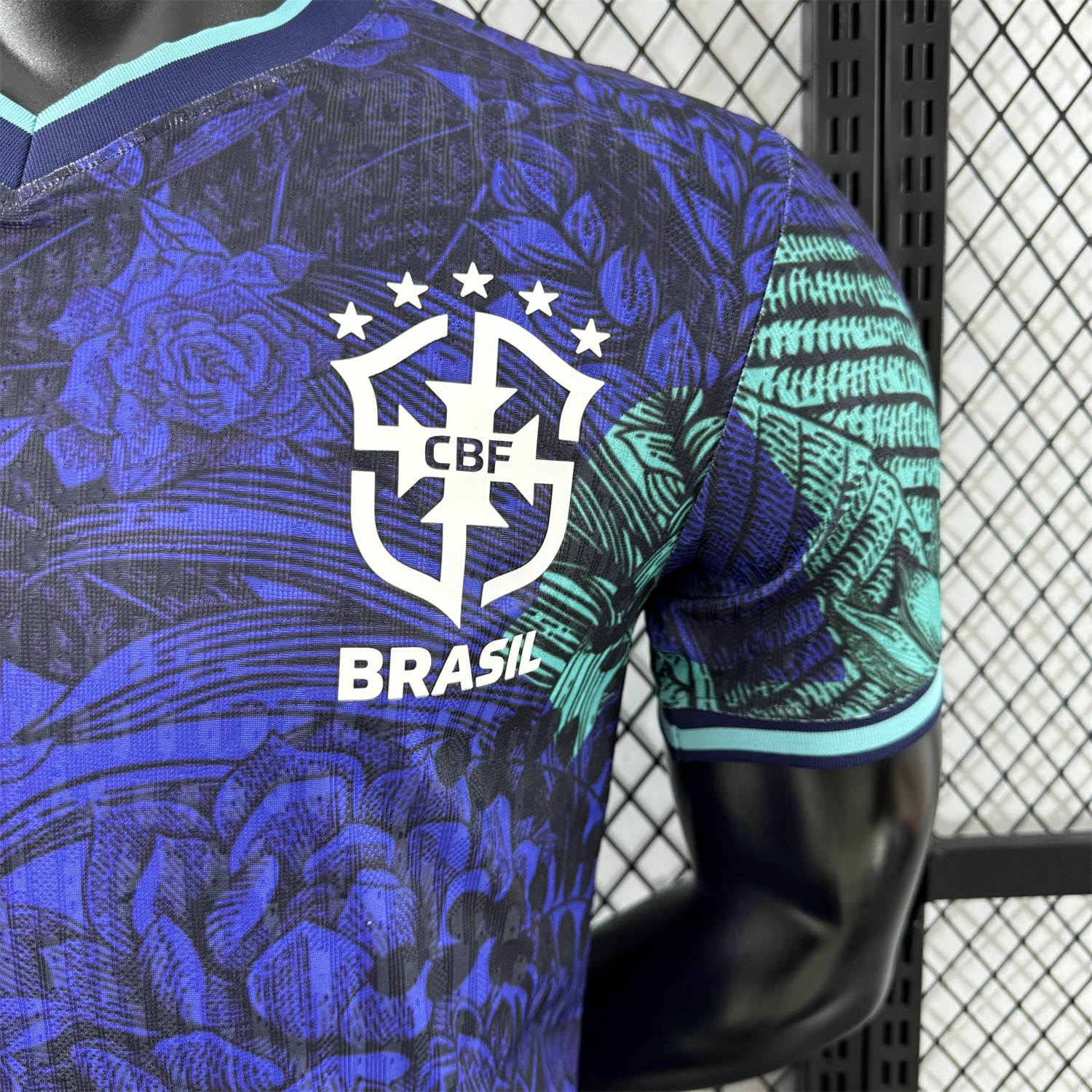 AlphaJersey-Brazil 25-26 Blue Flowers and Leaves Jersey - Player Version