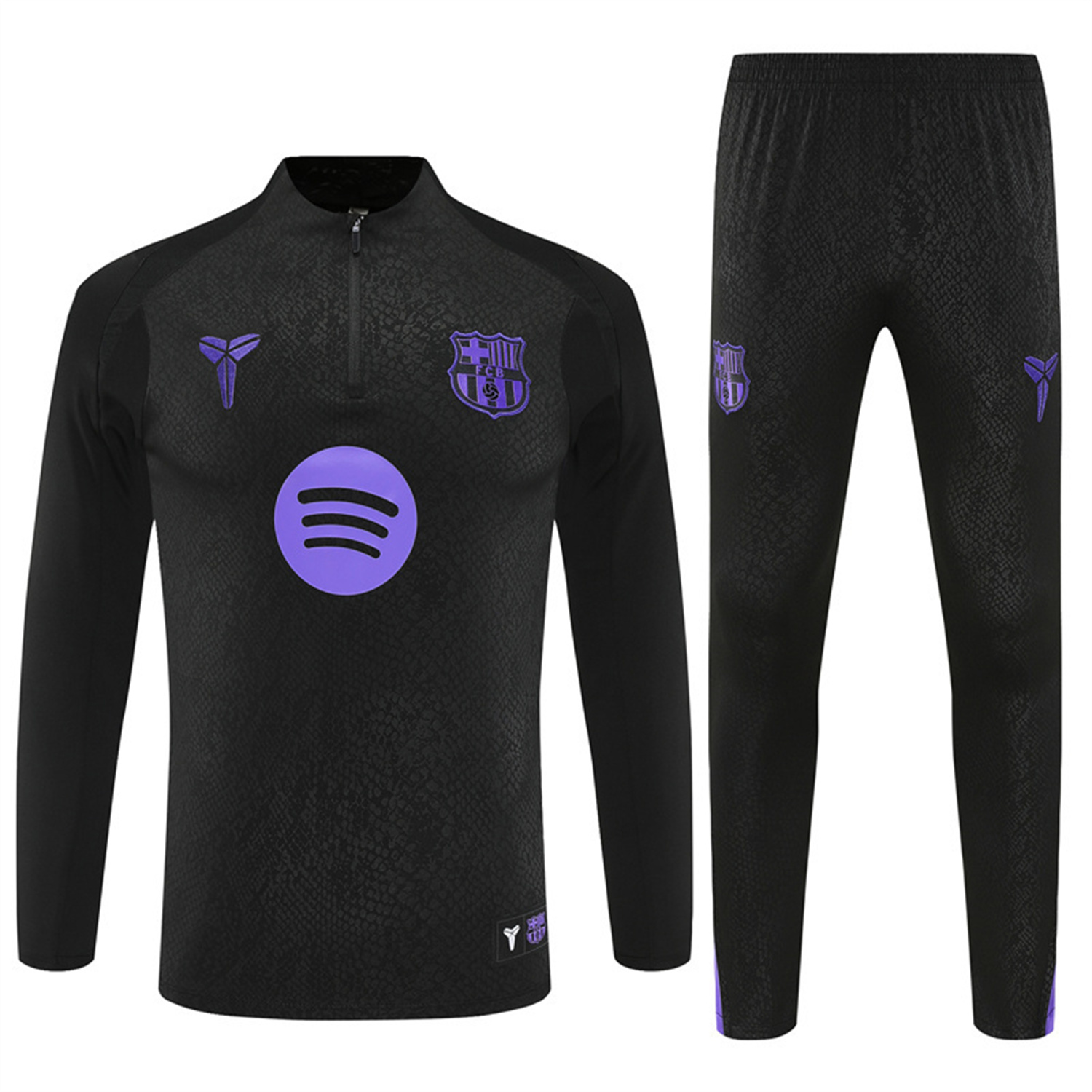 AlphaJersey-Barcelona 25-26 X KB Kids Long Sleeve Training Set - Black Top & Black Pants