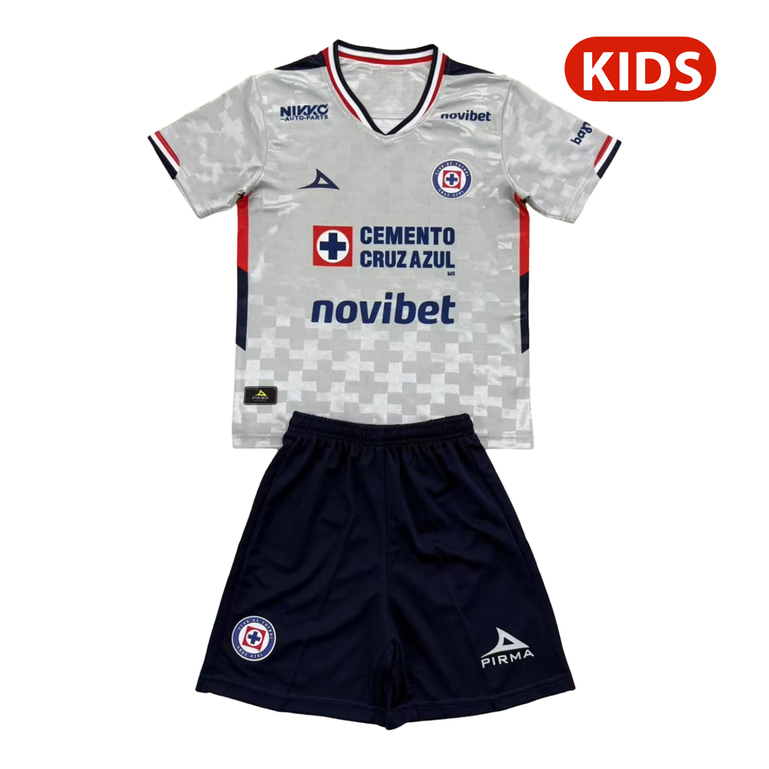 AlphaJersey-Cruz Azul 25-26 Away Grey Kids Kit