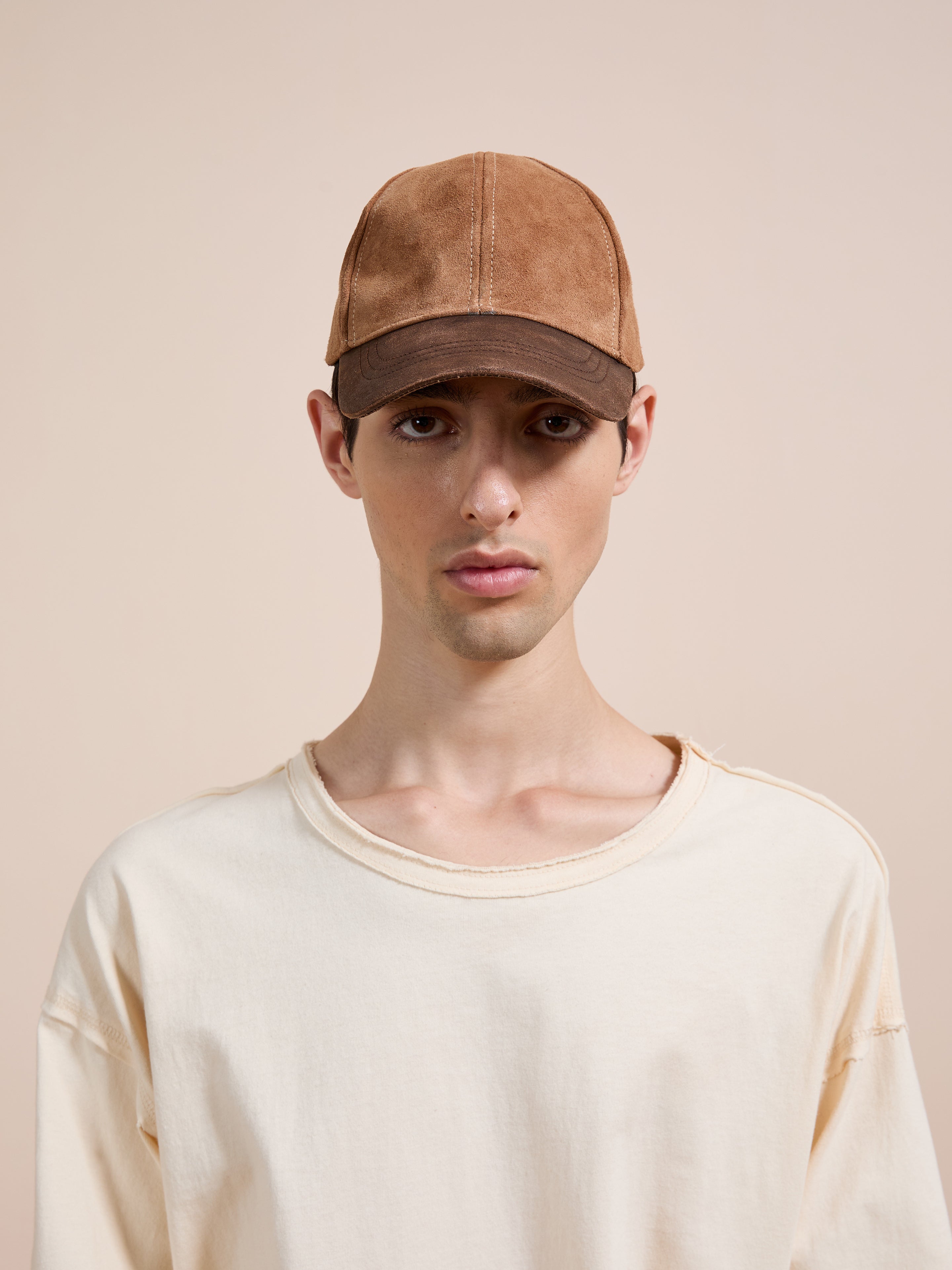 Suede Leather Contrast Distressed Cap | Modern Menswear by yycbvcnbmmnbm