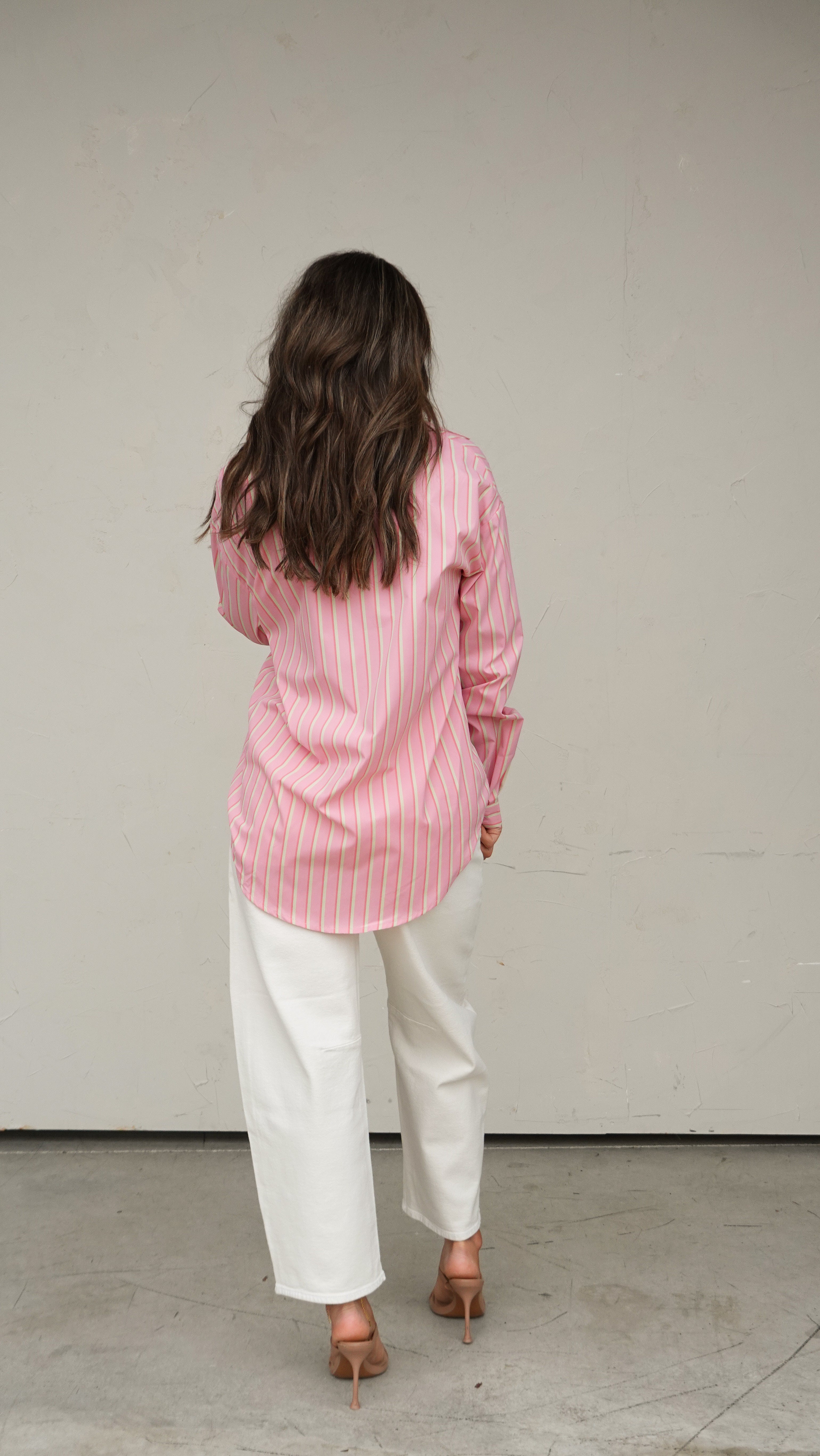 Pink Striped Button-Down Shirt | Elegant Women's Fashion by coolavocek