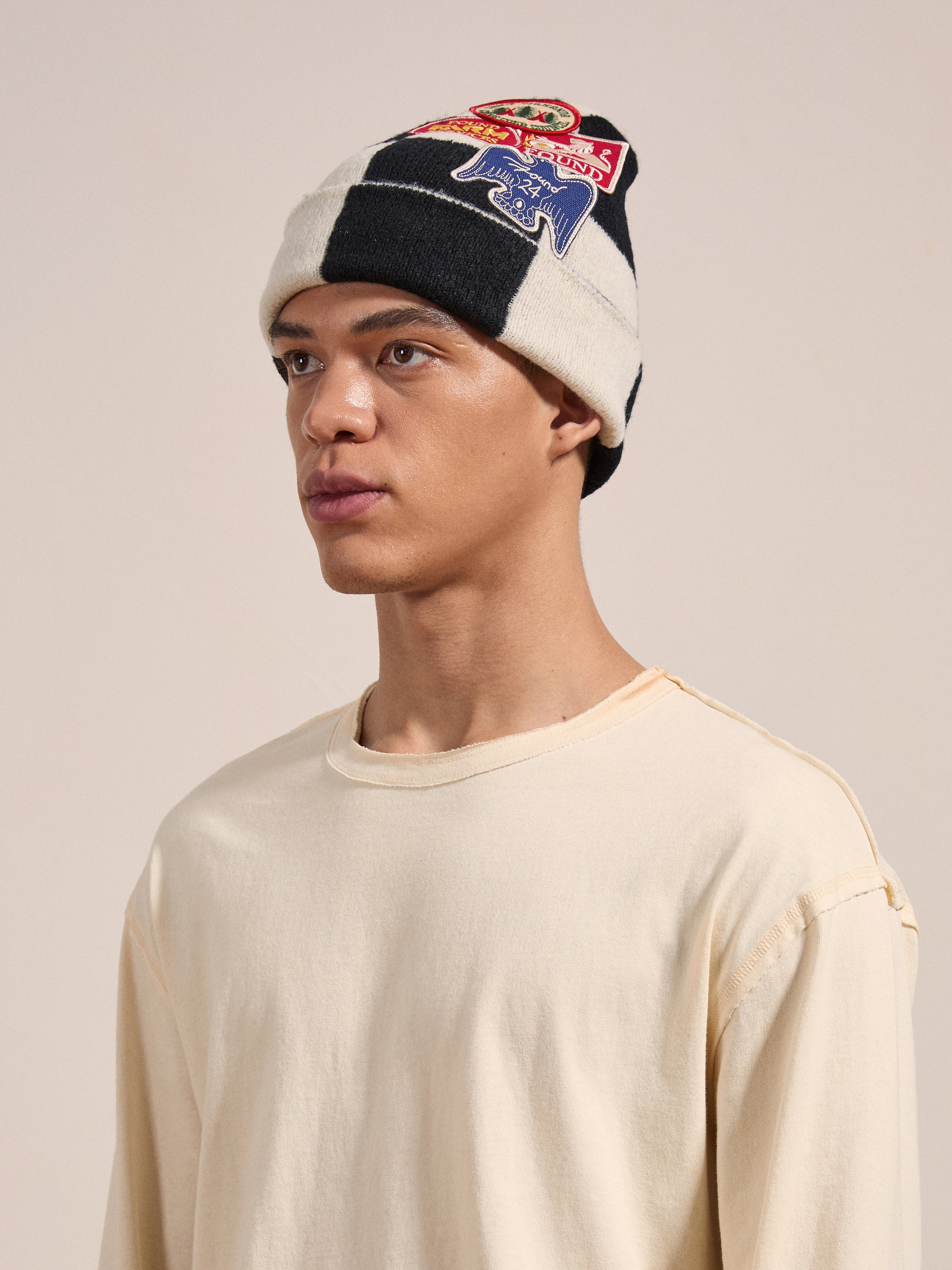 Check Multi Patch Beanie | Modern Menswear by yycbvcnbmmnbm