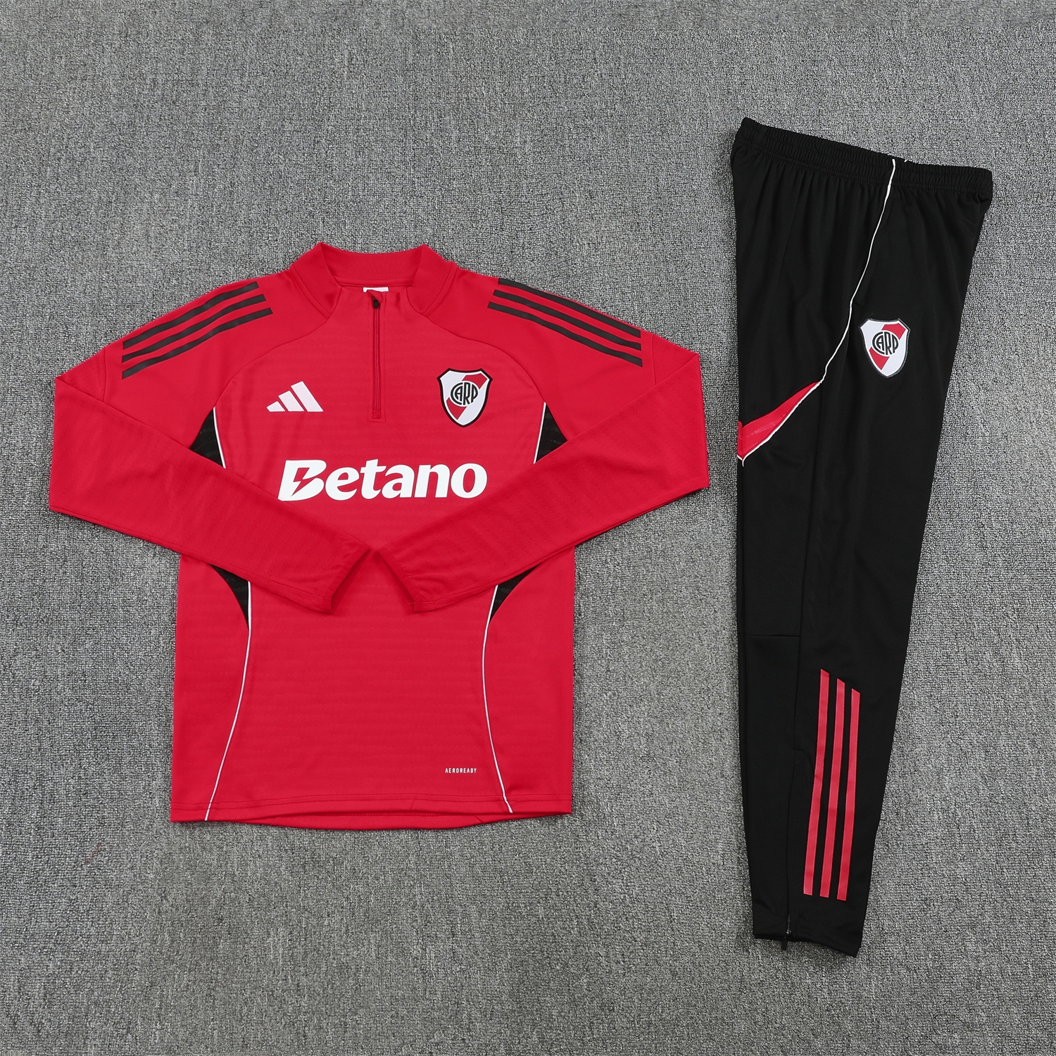 AlphaJersey-River Plate 25-26 Long Sleeves Training Set - Red Top & Black Pants