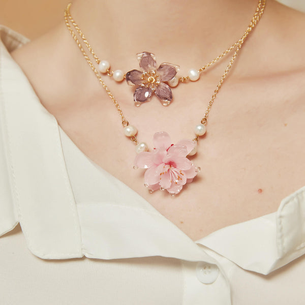 Cherry blossoms symbolize fleeting beauty and the transience of life. These cherry blossom necklace capture that symbolism, allowing you to carry the essence of springtime with you all year round. Features three types of cherry blossom flowers adorned