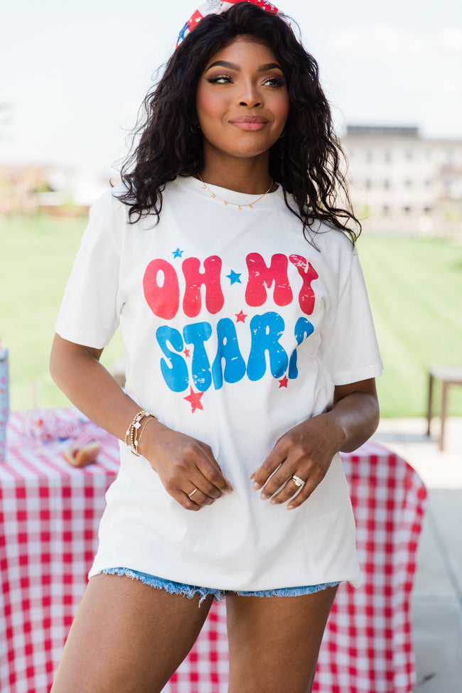 Oh My Stars White Graphic Tee DOORBUSTER | Elegant Women's Fashion by coolavocek