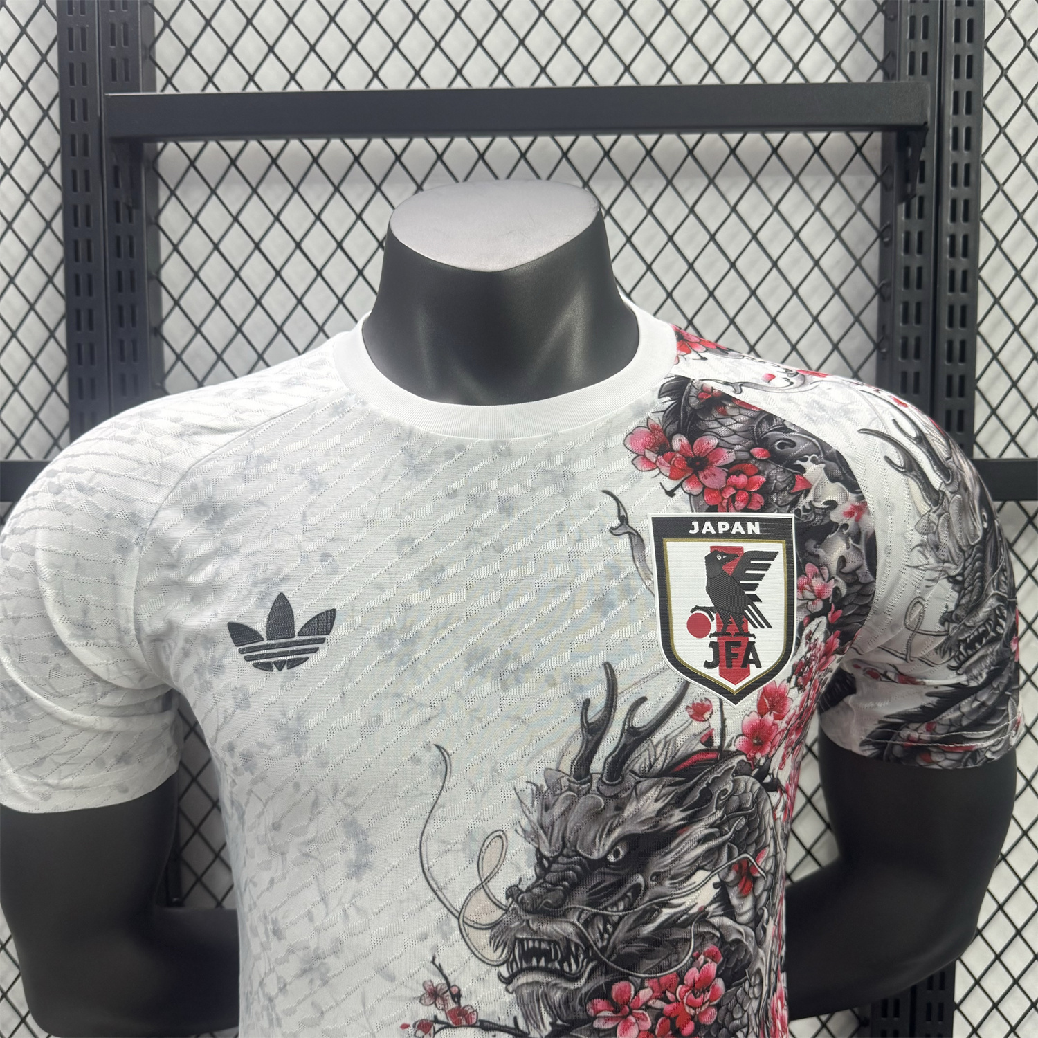 AlphaJersey-Japan 25-26 Black Dragon And Flowers White Special Jersey - Player Version