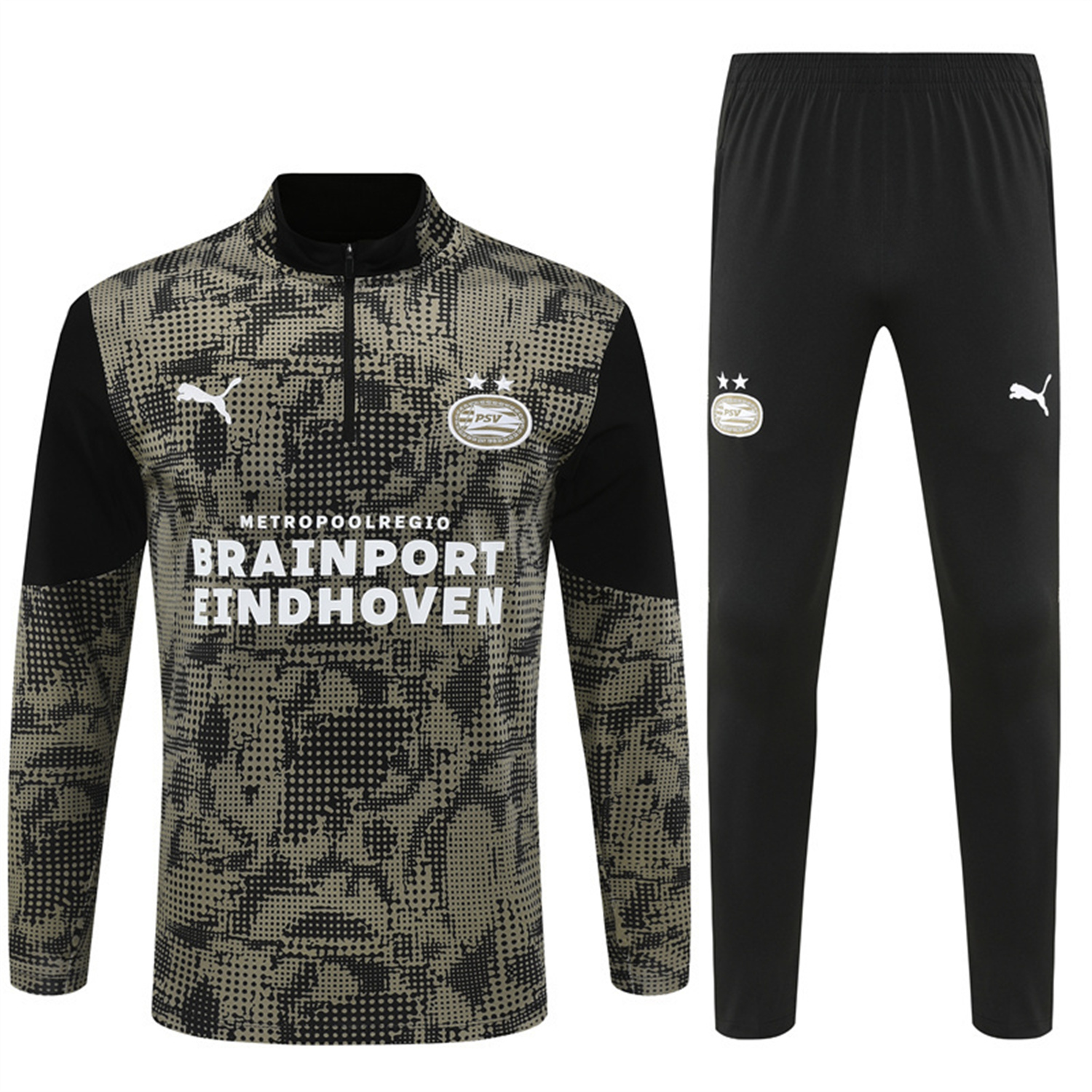 AlphaJersey-PSV Eindhoven 25-26 Long Sleeve Training Set - Army Green Top & Black Pants