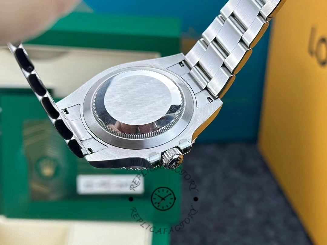 Back view of the Rolex Submariner 126610LN, showing the stainless steel case back.