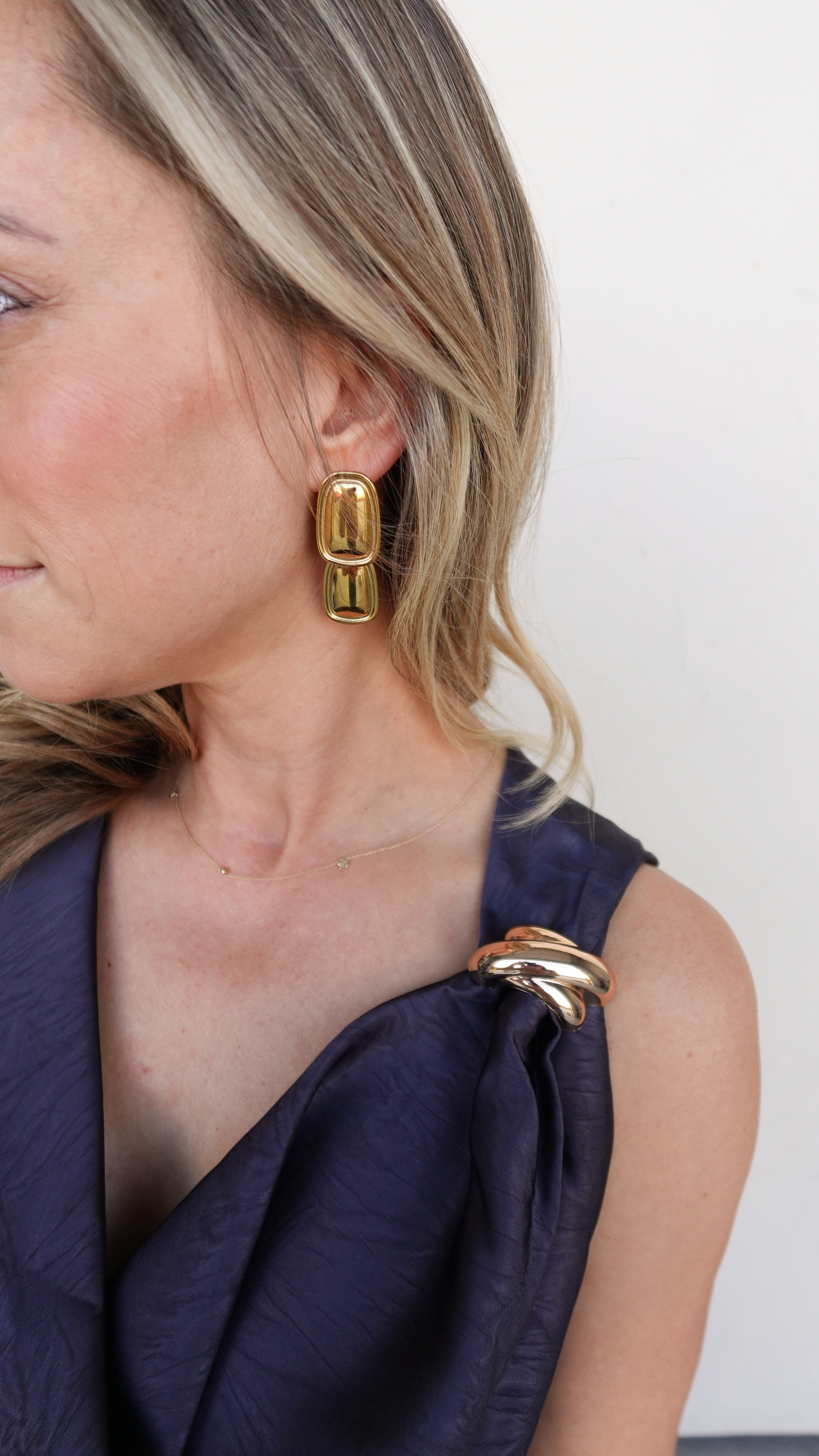 Gold Double Drop Earrings | Elegant Women's Fashion by coolavocek