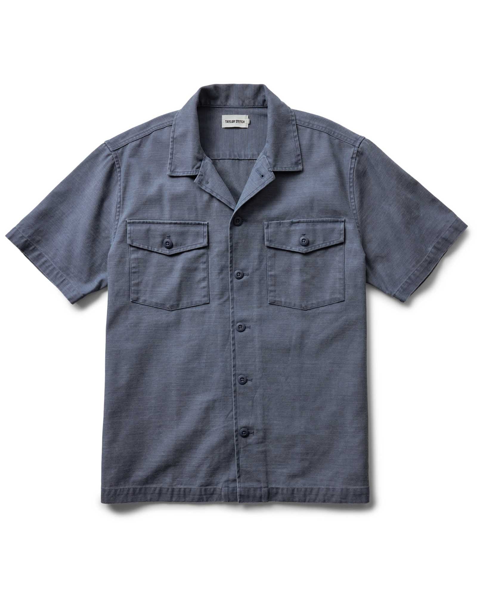 The Short Sleeve Surplus Shirt in Navy Reverse Sateen | Modern Menswear by yycbvcnbmmnbm