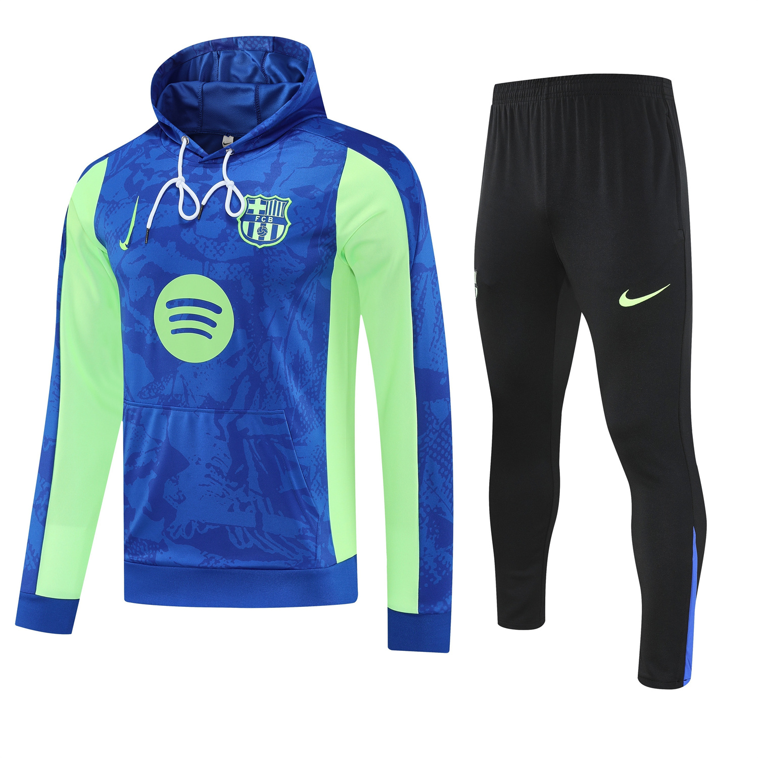 AlphaJersey-Barcelona 25-26 Training Hoodie Set - Blue Green Hoodie and Black Pants