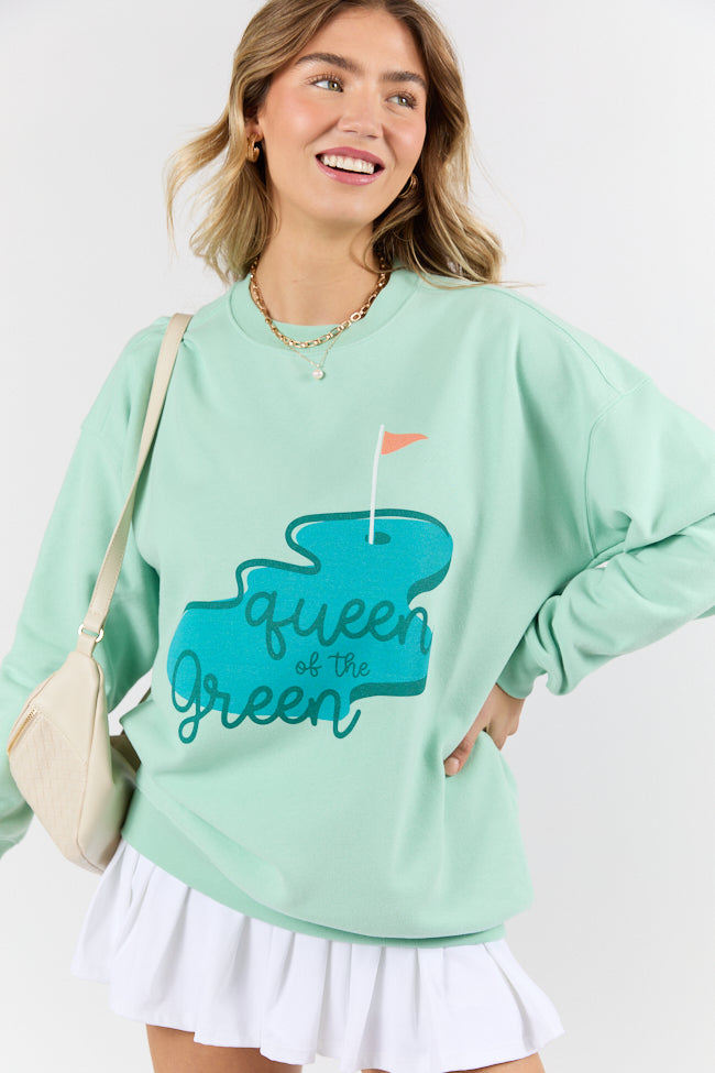 Queen Of The Green Mint Graphic Sweatshirt | Elegant Women's Fashion by coolavocek