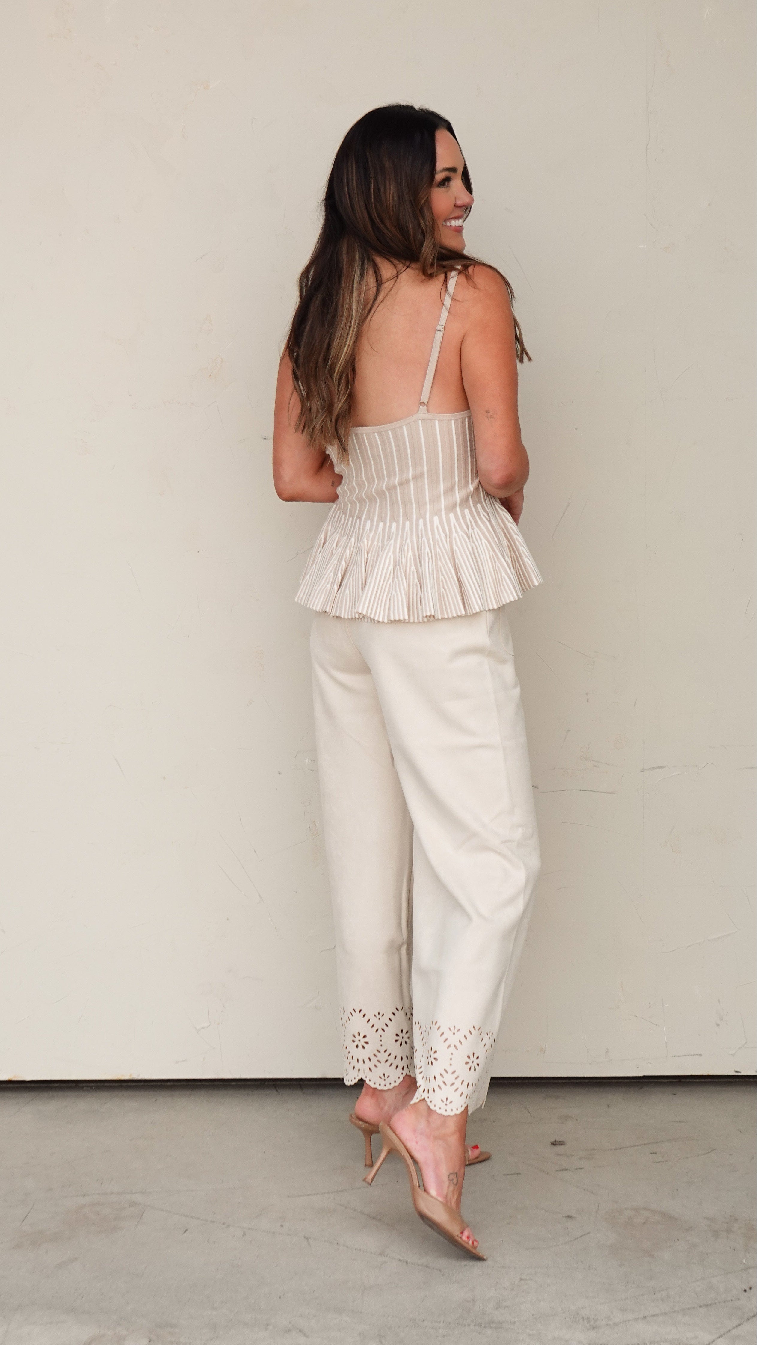 Taupe Knit Peplum Tank | Elegant Women's Fashion by coolavocek