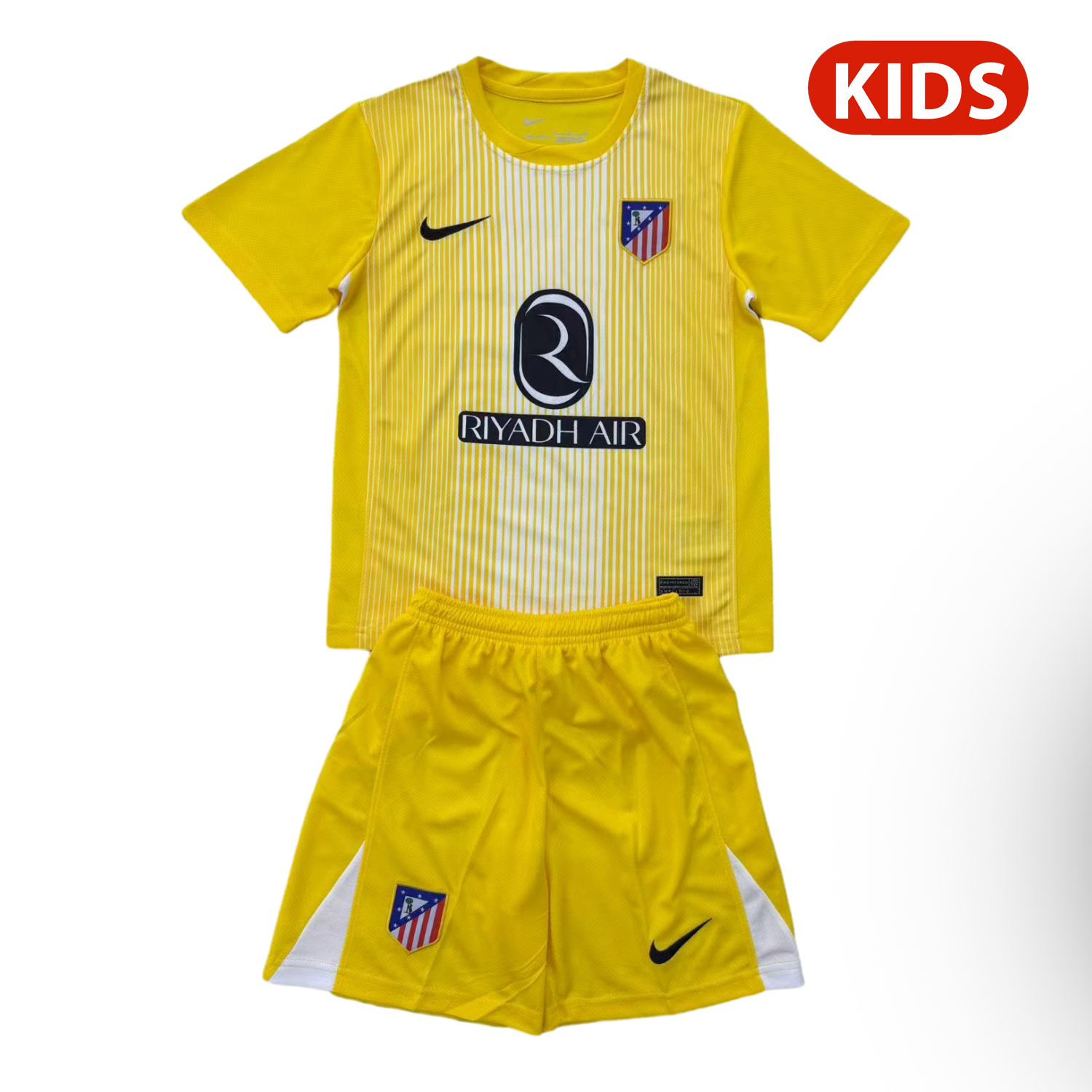 AlphaJersey-Atletico Madrid 25-26 Yellow Goalkeeper Kids Kit