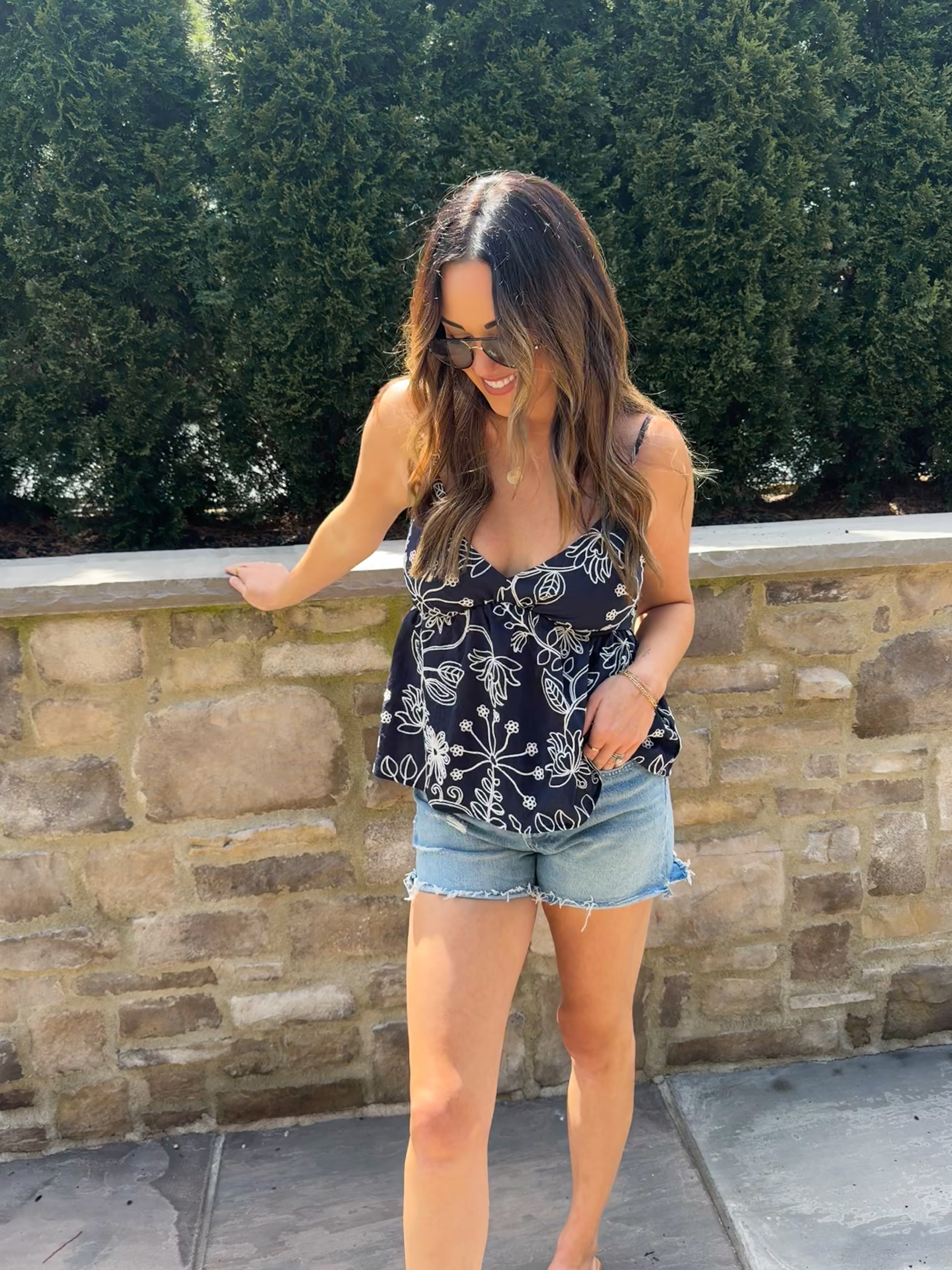 Navy Embroidered Tank and Short Set | Elegant Women's Fashion by coolavocek