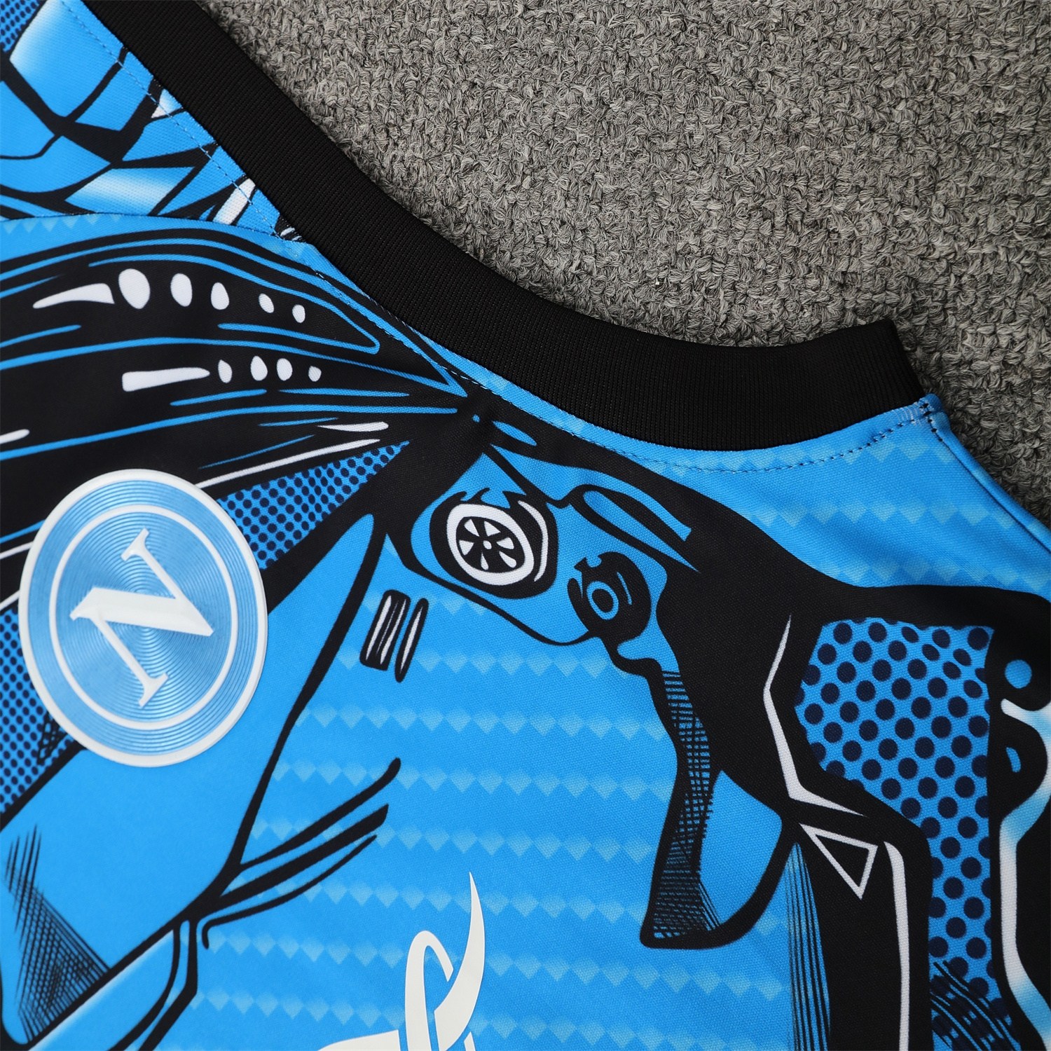 AlphaJersey-Napoli 25-26 Vest Training Set - Blue Mecha Vest & Black Shorts