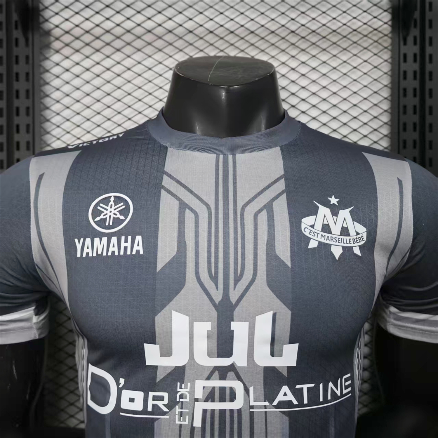 AlphaJersey-Marseille 25-26 Grey Stripes Special Jersey - Player Version