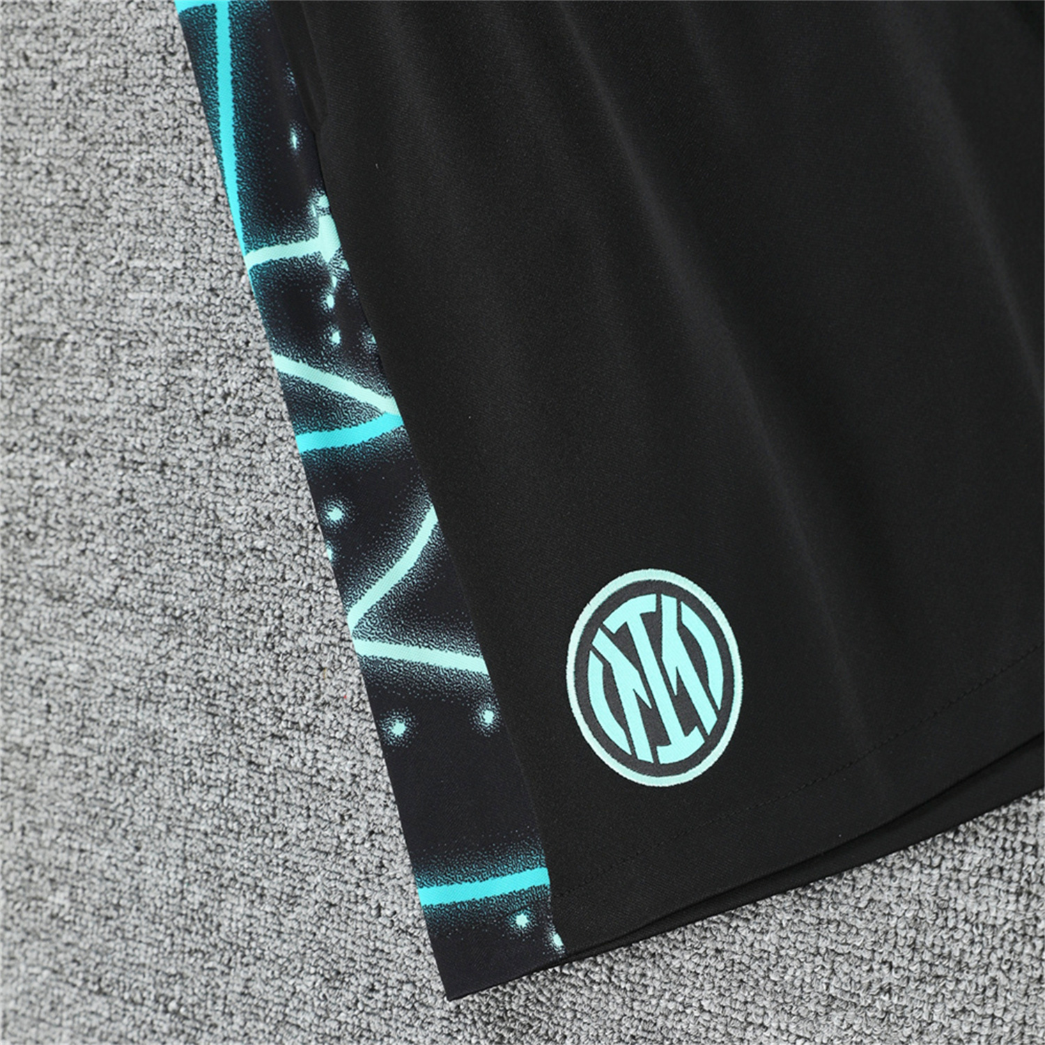 AlphaJersey-Inter Milan 25-26 Vest Training Set - Blue Fluorescent Rays Black Vest & Black Shorts