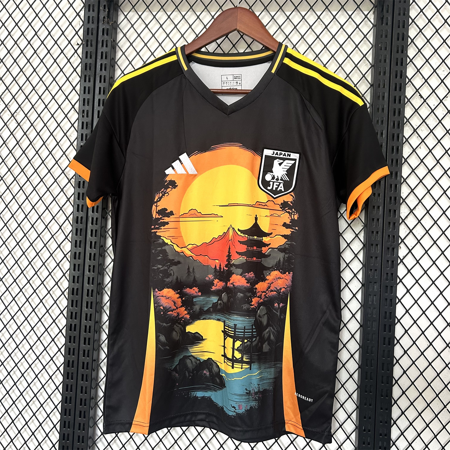 AlphaJersey-Japan 25-26 Flowing Water In Front Of The Temple At Sunset Black Special Jersey - Fans Version