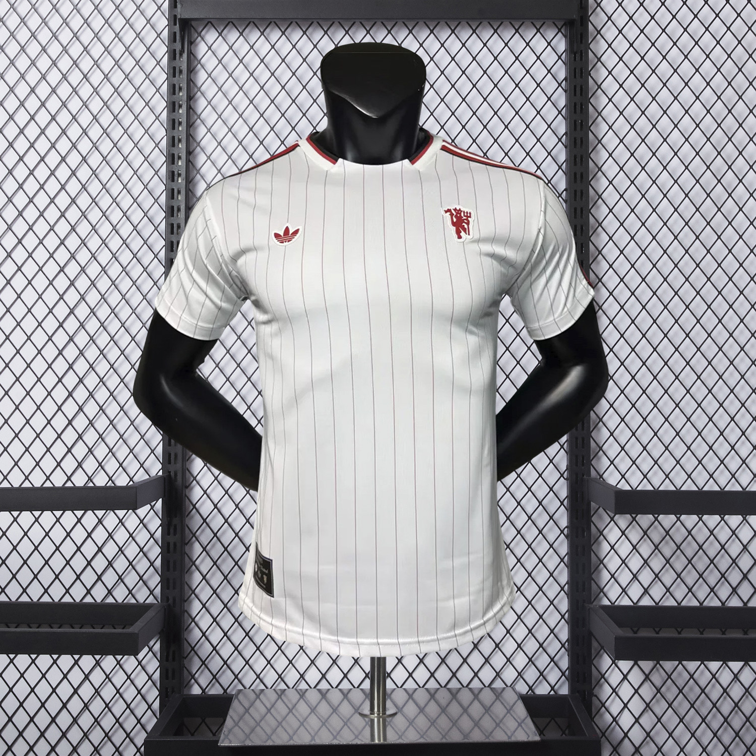 AlphaJersey-Manchester United 25-26 Trefoil Red Lines White Travel Jersey - Player Version