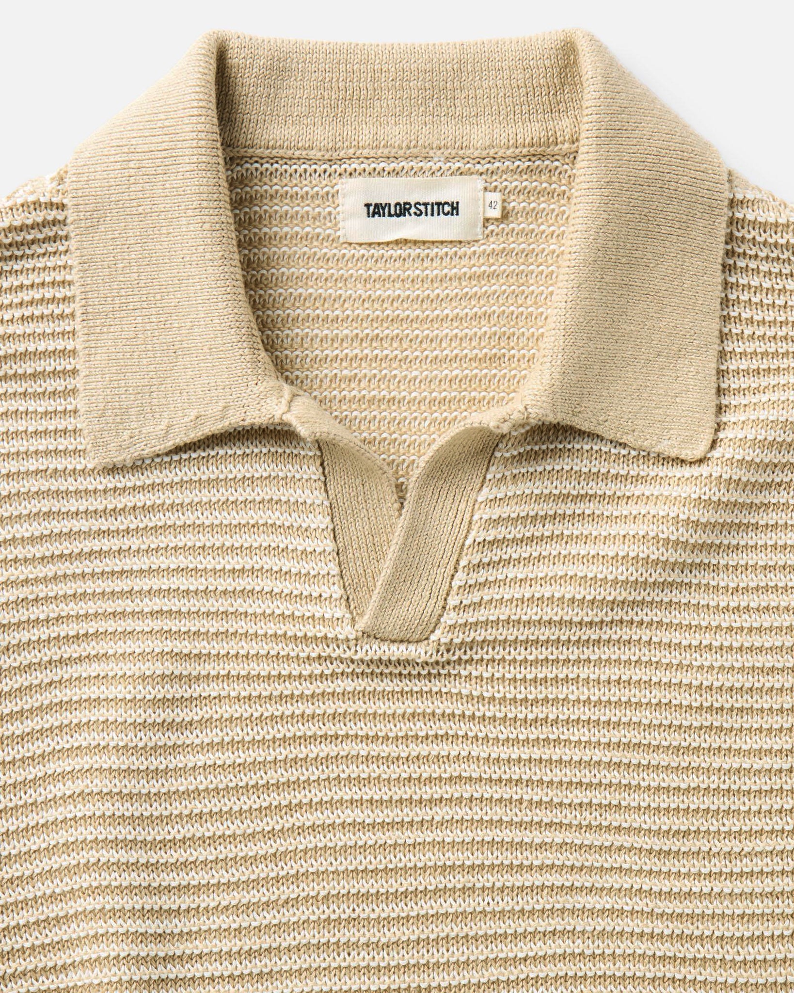 The Valencia Sweater Polo in Sand Stripe | Modern Menswear by yycbvcnbmmnbm